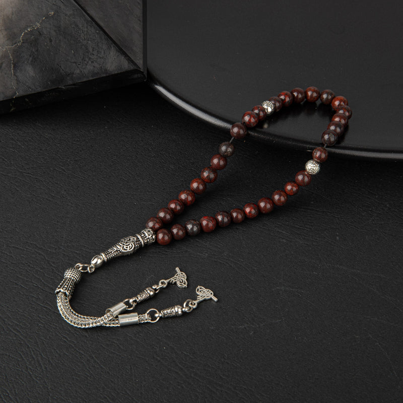 Laboratory Certified Dragon Jasper Natural Gemstone Prayer Beads 33-Bead – 6mm