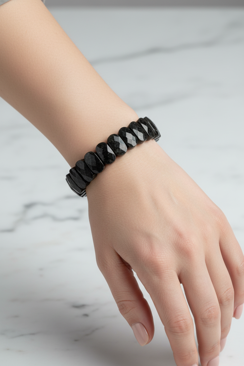 Biotite Wide Cut Natural Gemstone Bracelet