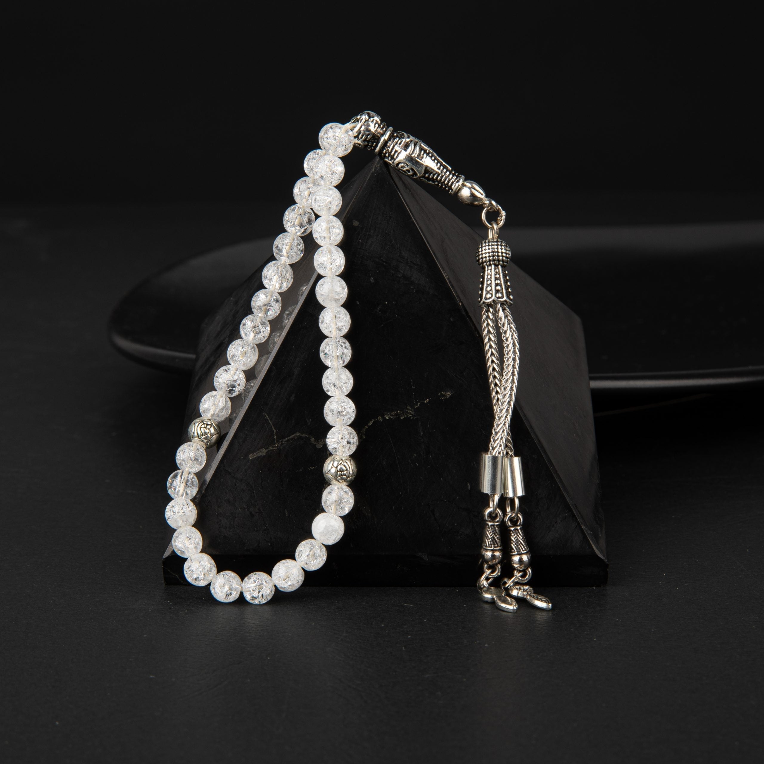 Rock Crystal Natural Gemstone Prayer Beads 33-Bead – 6mm Handcrafted