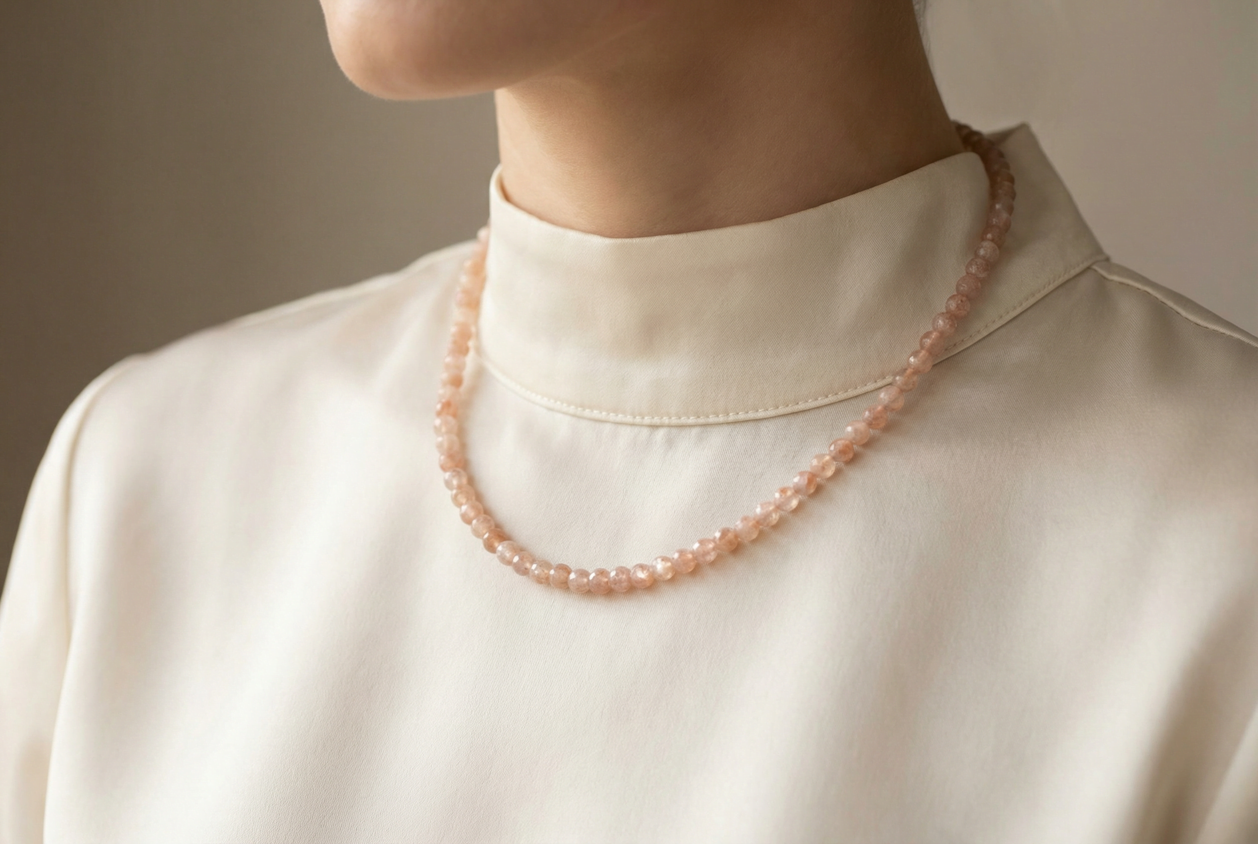 Laboratory Certified Moonstone Natural Stone Necklace 4 mm • 45 cm