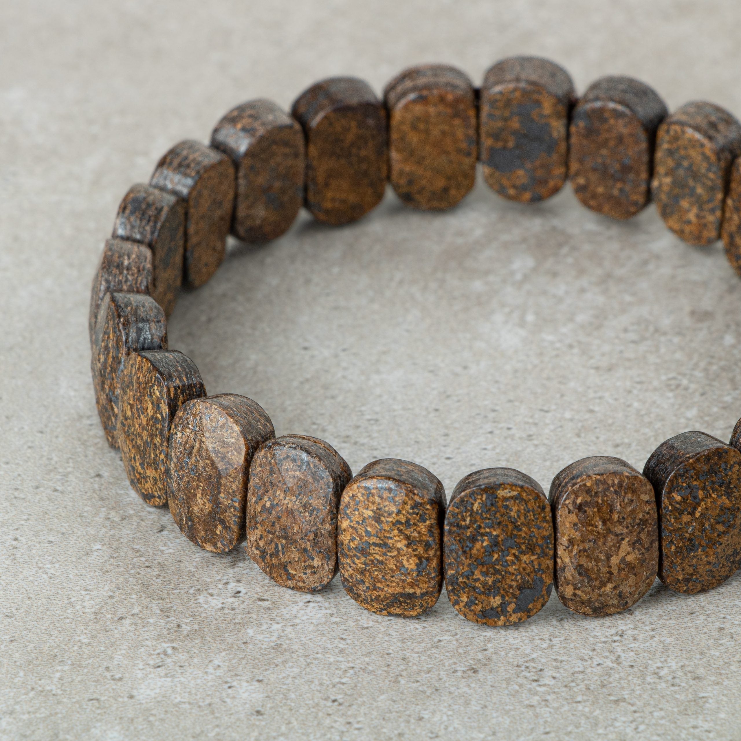 Certified Bronzite Wide Cut Natural Gemstone Bracelet
