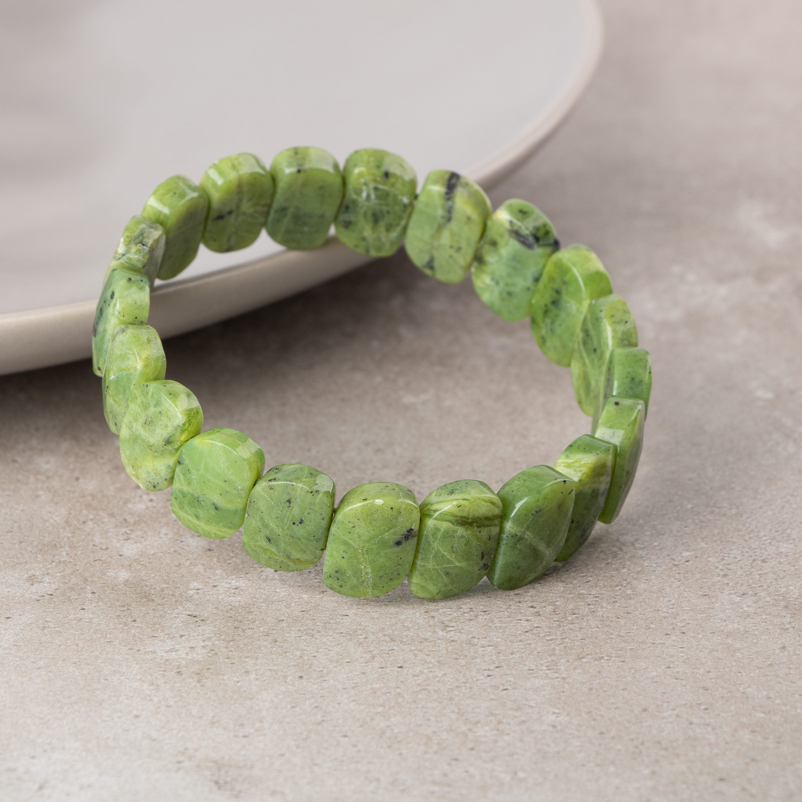 Certified Jade Wide Cut Special Cut Natural Gemstone Bracelet