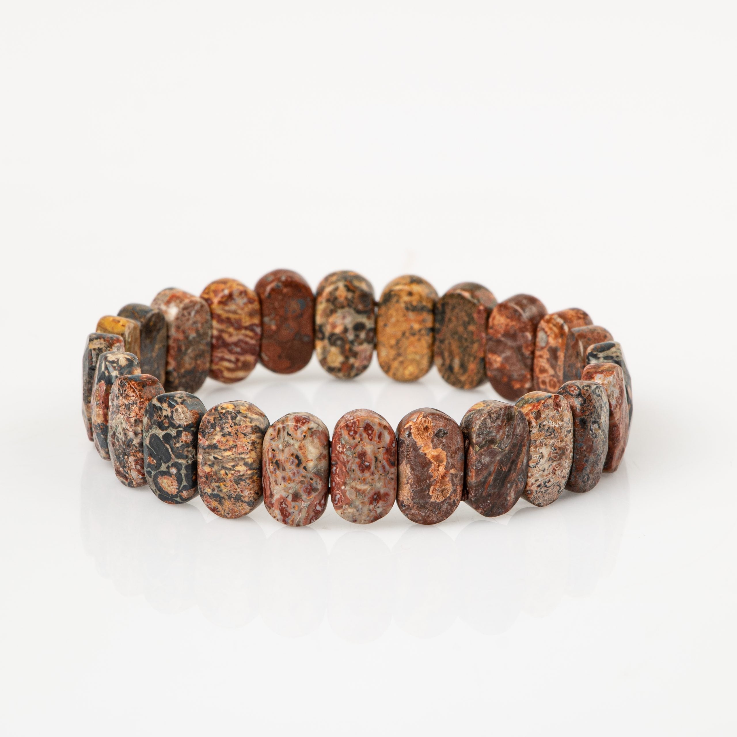 Certified Brown Jasper Wide Cut Natural Gemstone Bracelet