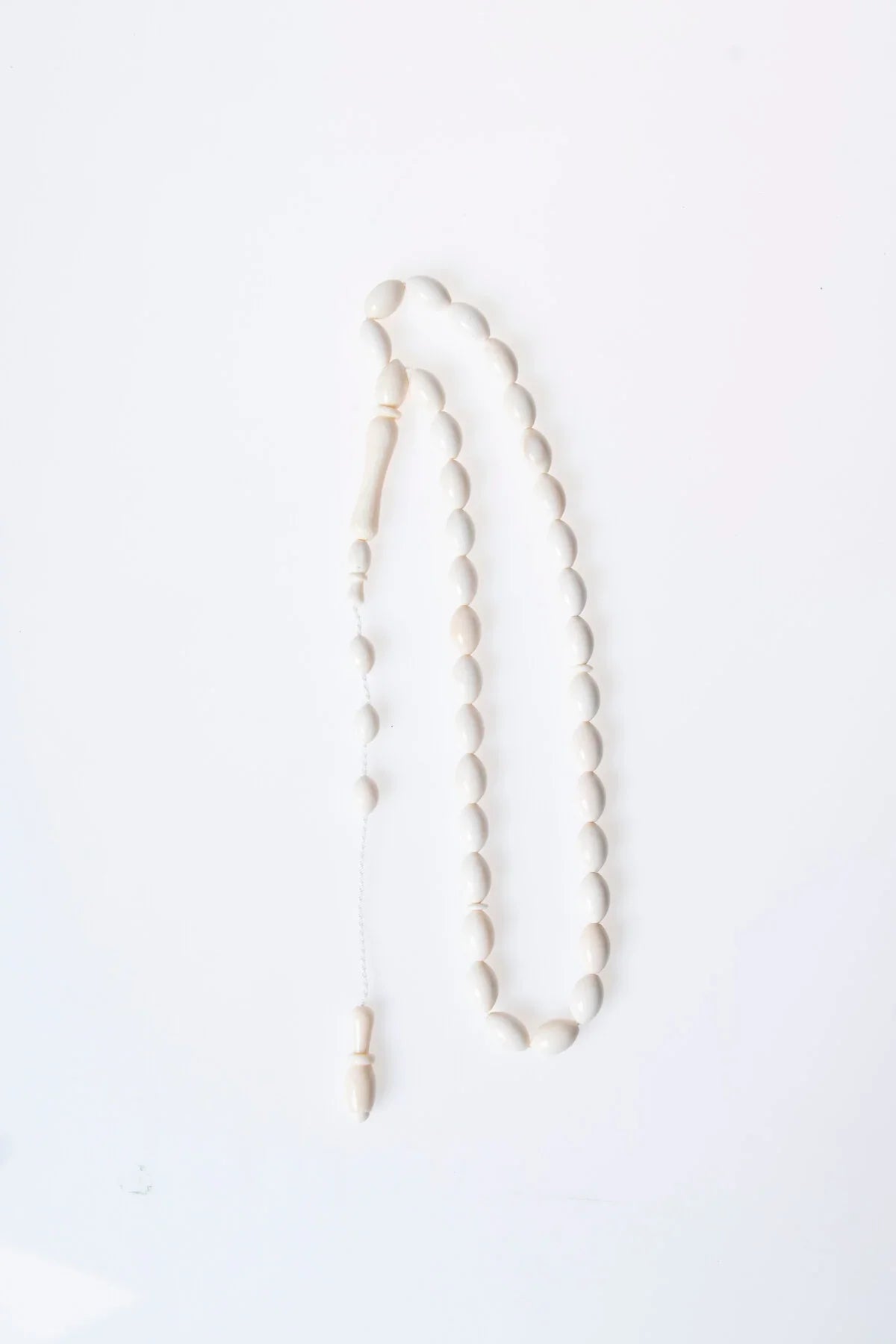 Laboratory Certified Ivory Tone Barley Cut Natural Stone Prayer Beads – 33 Beads