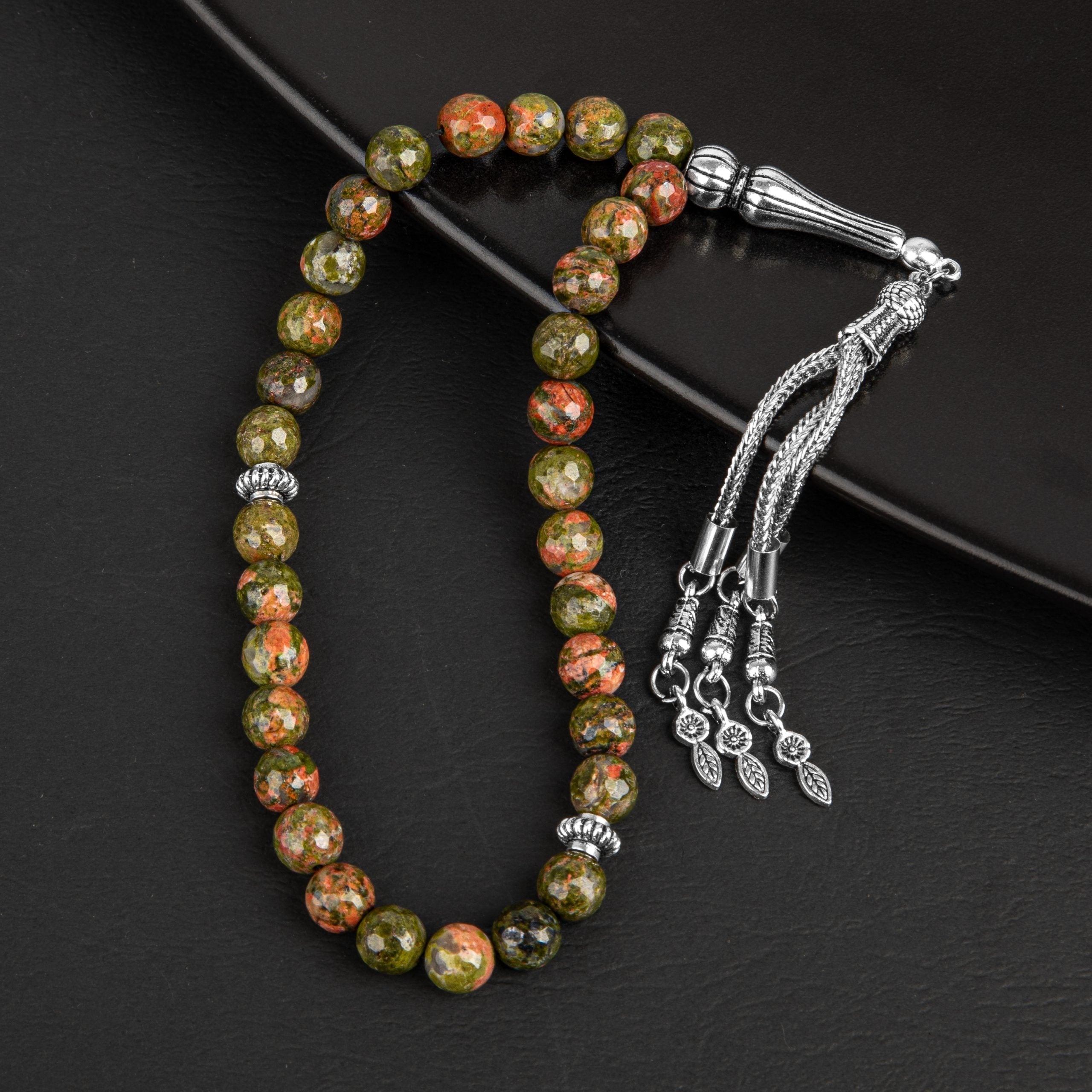 Unakite Natural Gemstone Prayer Beads 33-Bead – 8mm Handcrafted