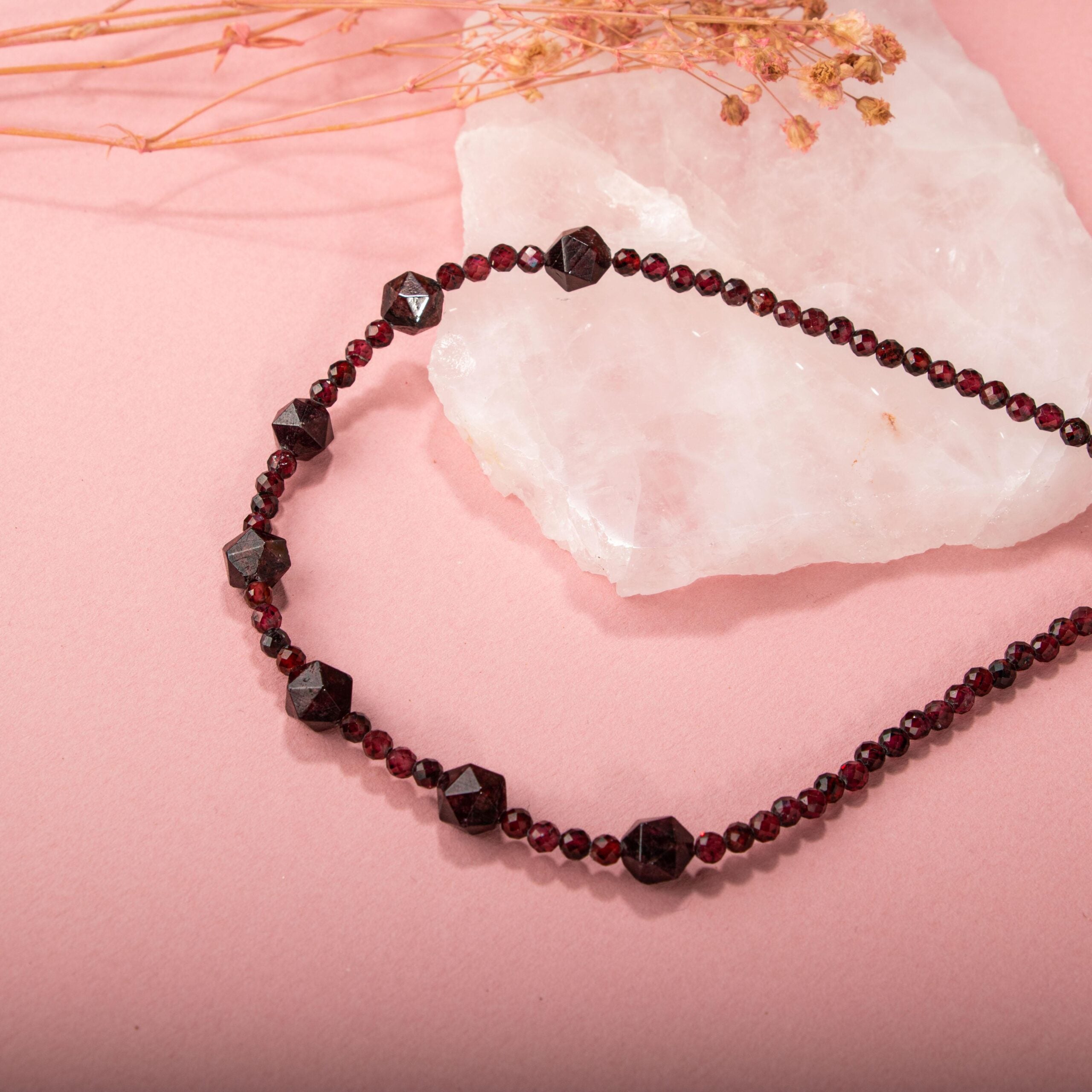 Lal Doğal Taş Gümüş Kolye