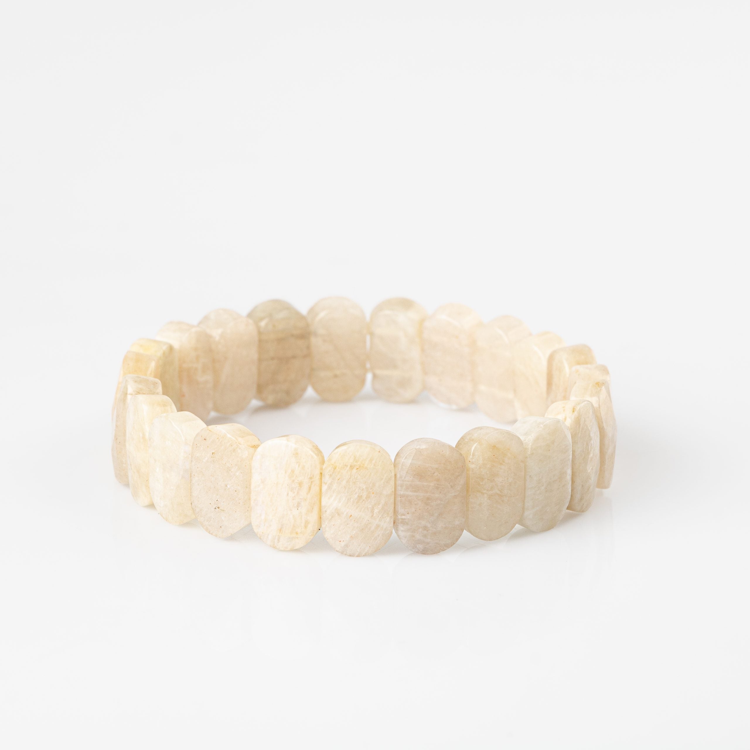 Certified Moonstone Wide Cut Natural Gemstone Bracelet