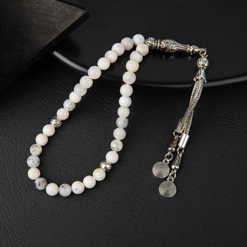 Laboratory Certified Milk Opal Natural Gemstone Prayer Beads 33-Bead – 6mm