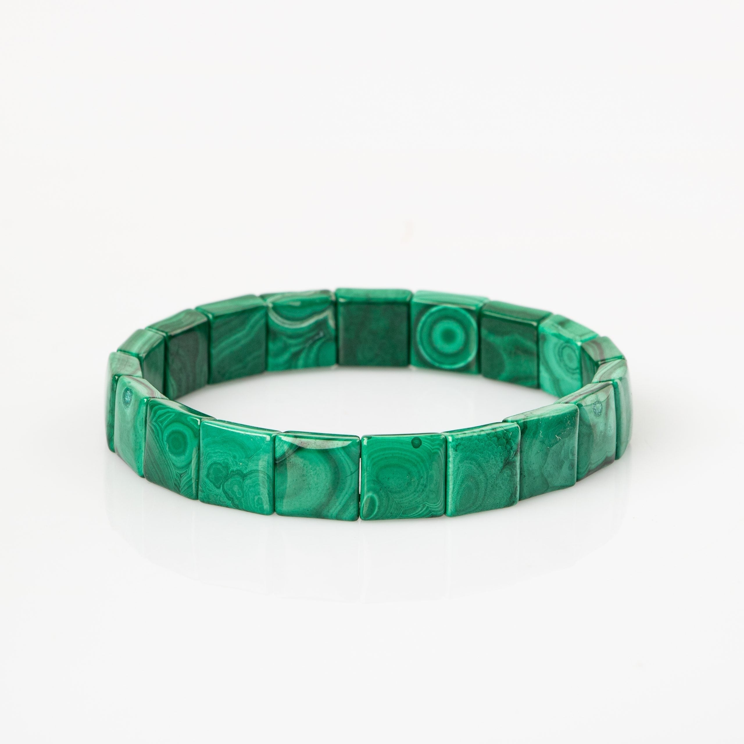 Certified Malachite Wide Cut Square Cut Natural Gemstone Bracelet