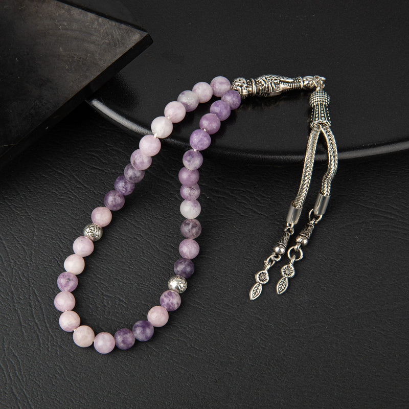 Laboratory Certified Lepidolit Natural Gemstone Prayer Beads 33-Bead – 6mm