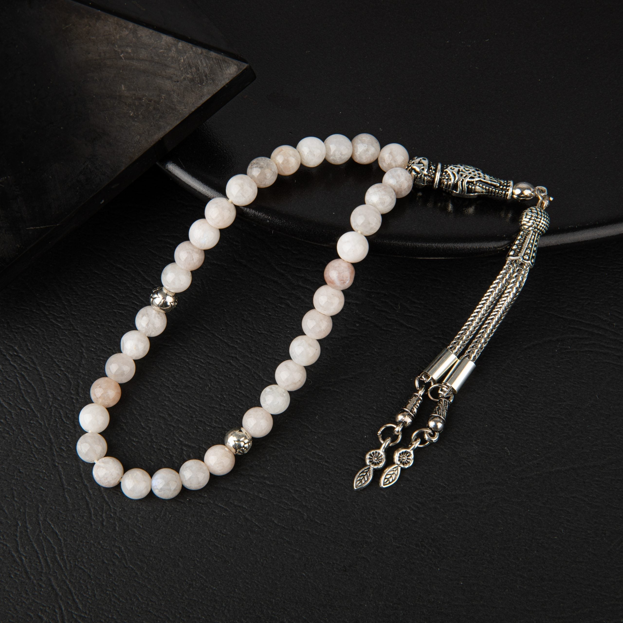Moonstone Natural Gemstone Prayer Beads 33-Bead – 6mm Handcrafted
