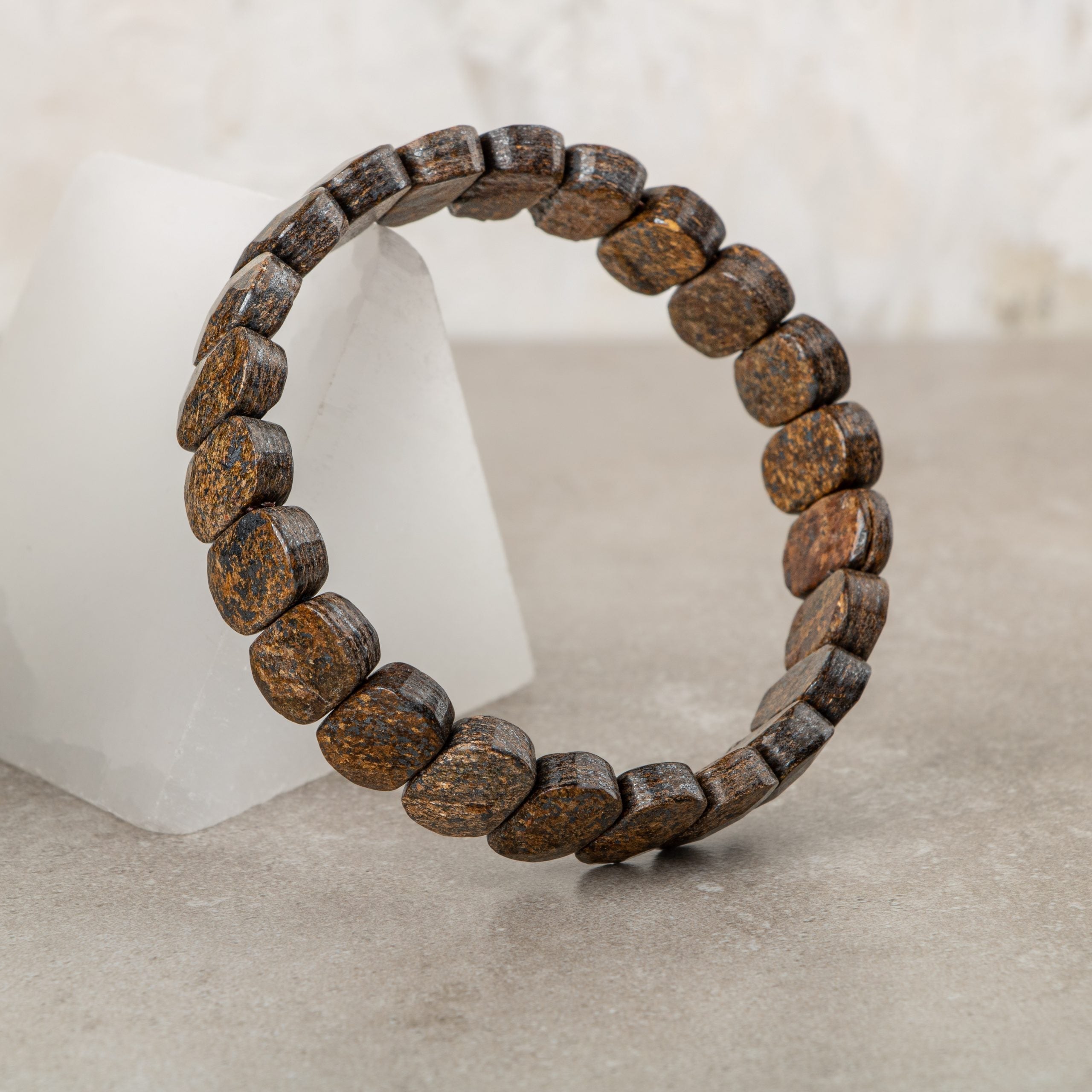 Certified Bronzite Wide Cut Natural Gemstone Bracelet