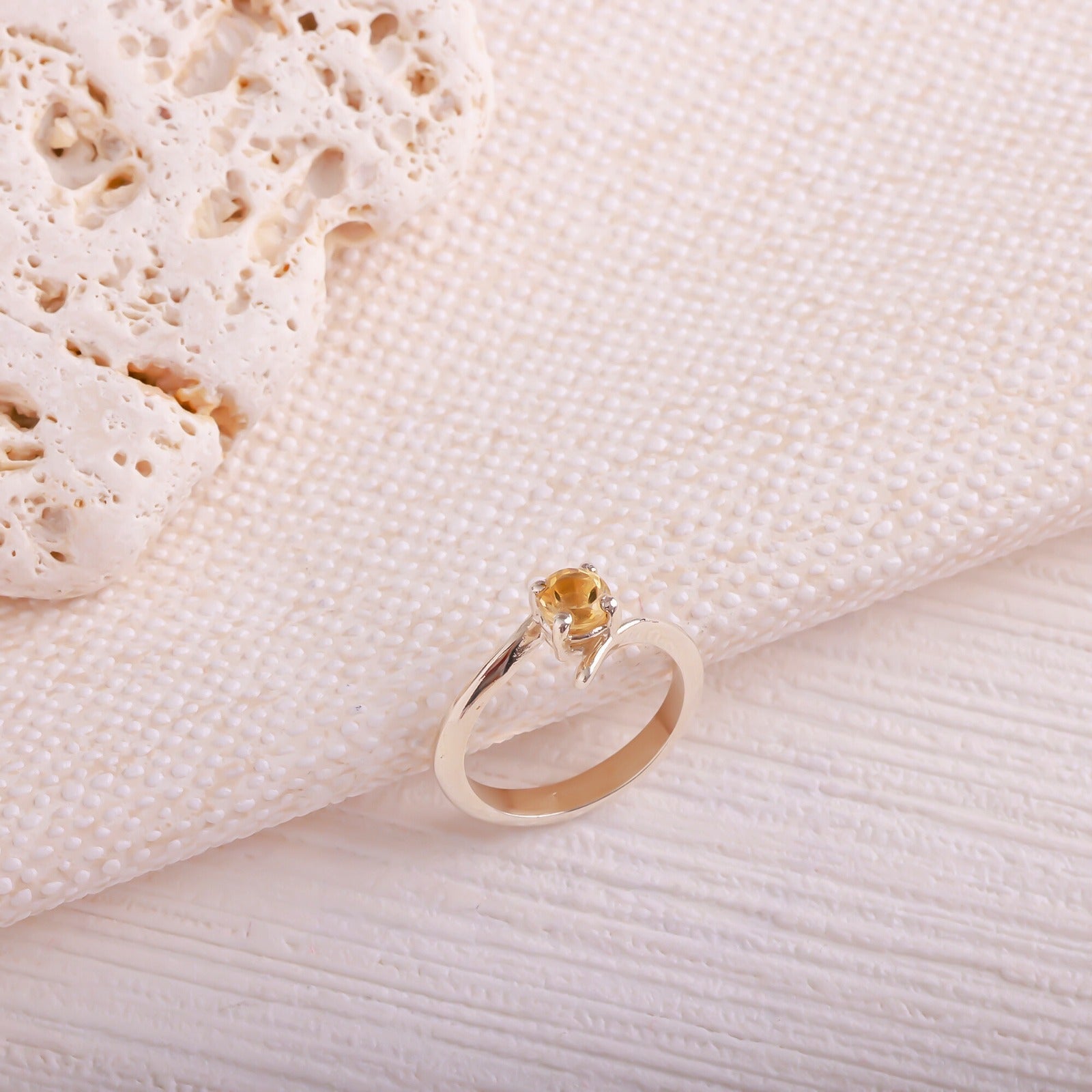 Laboratory Certified Citrine Natural Stone 925 Sterling Silver Ring