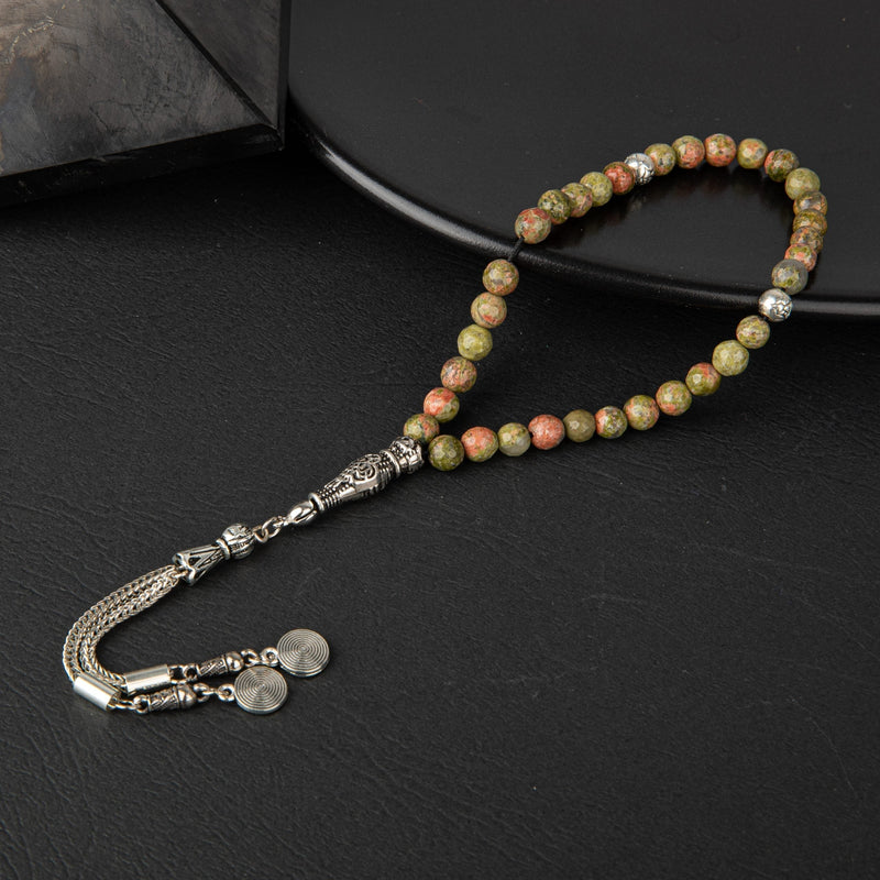 Laboratory Certified Unakite Natural Gemstone Prayer Beads 33-Bead – 6mm