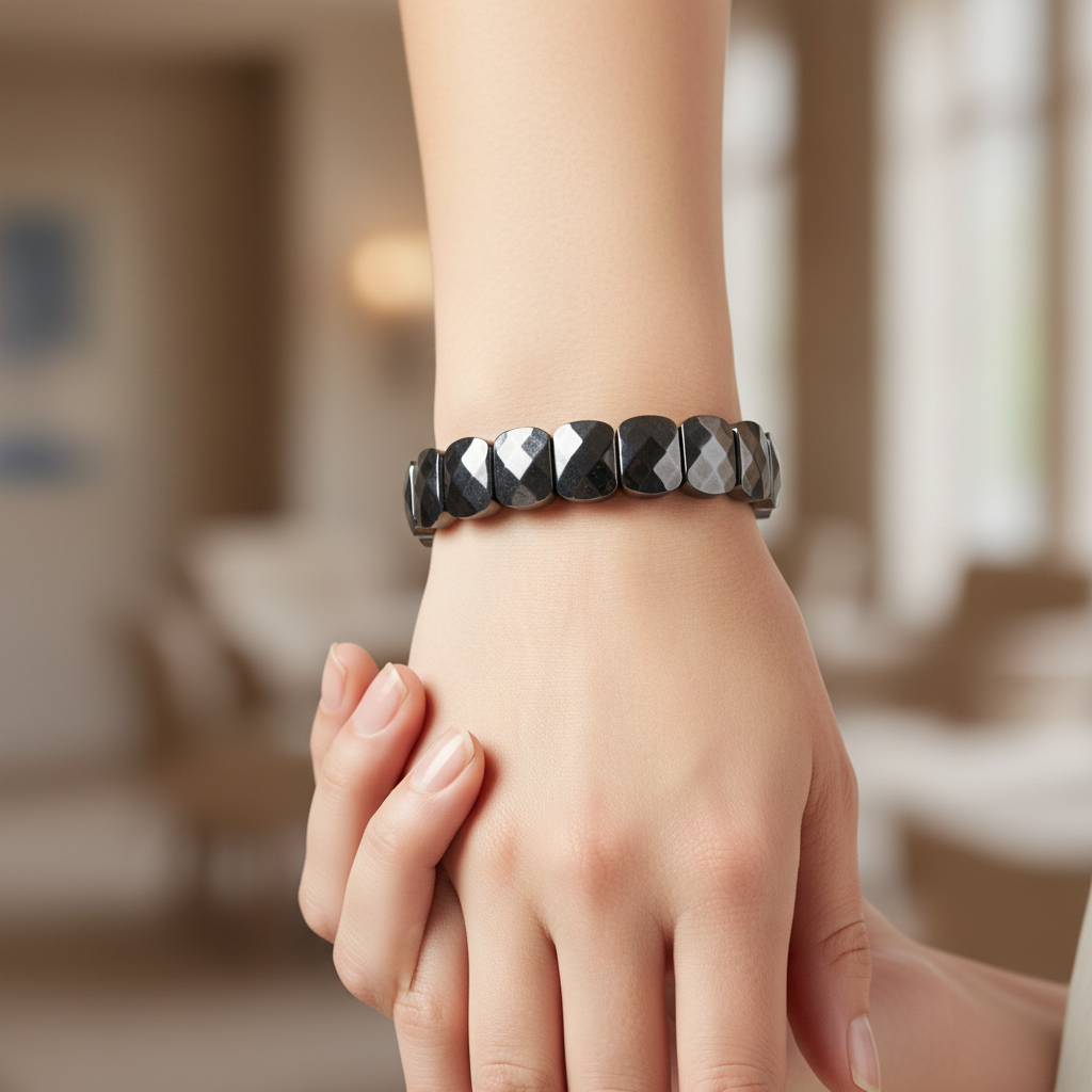 Trehartz Wide Cut Natural Gemstone Bracelet