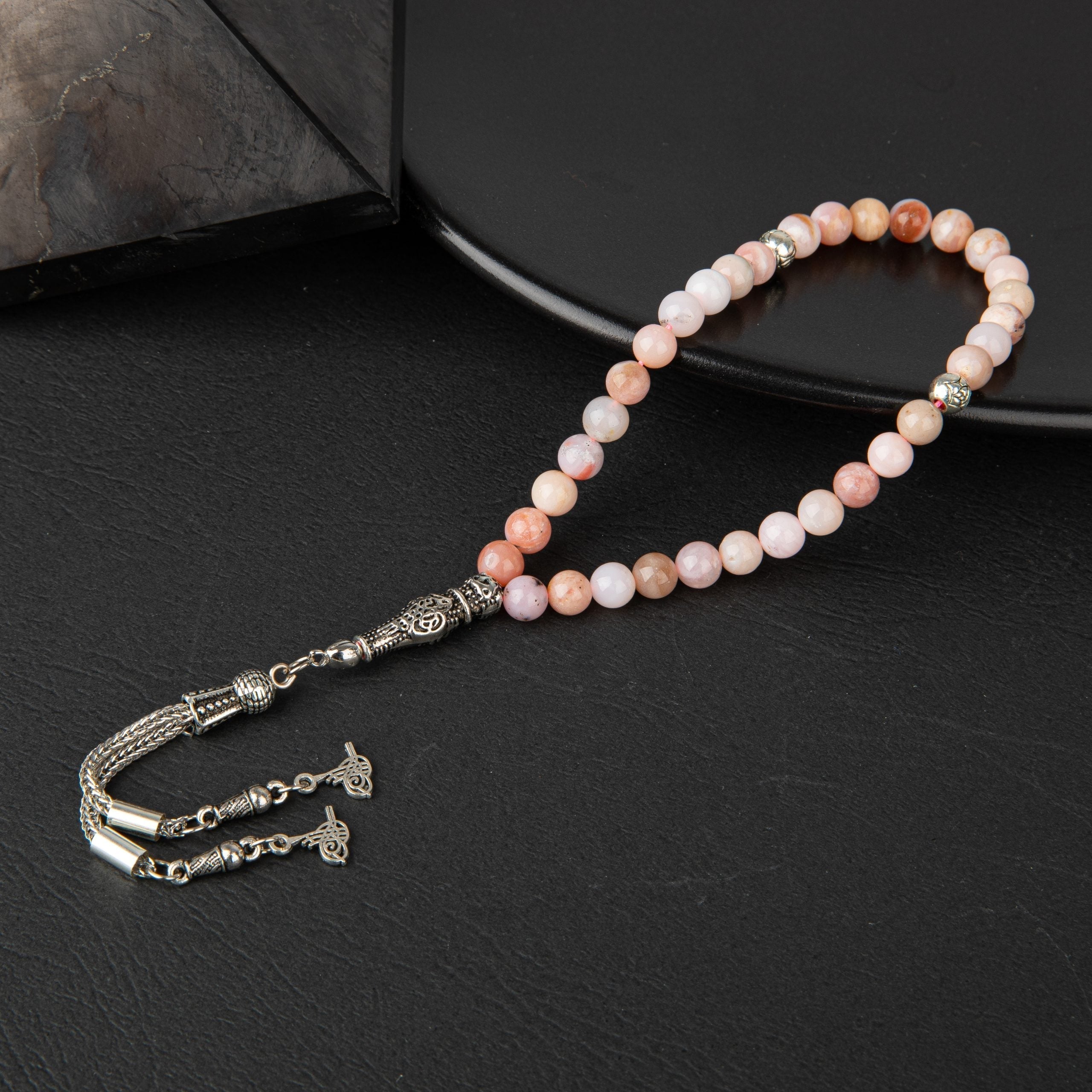 Pink Opal Natural Gemstone Prayer Beads 33-Bead – 6mm Handcrafted