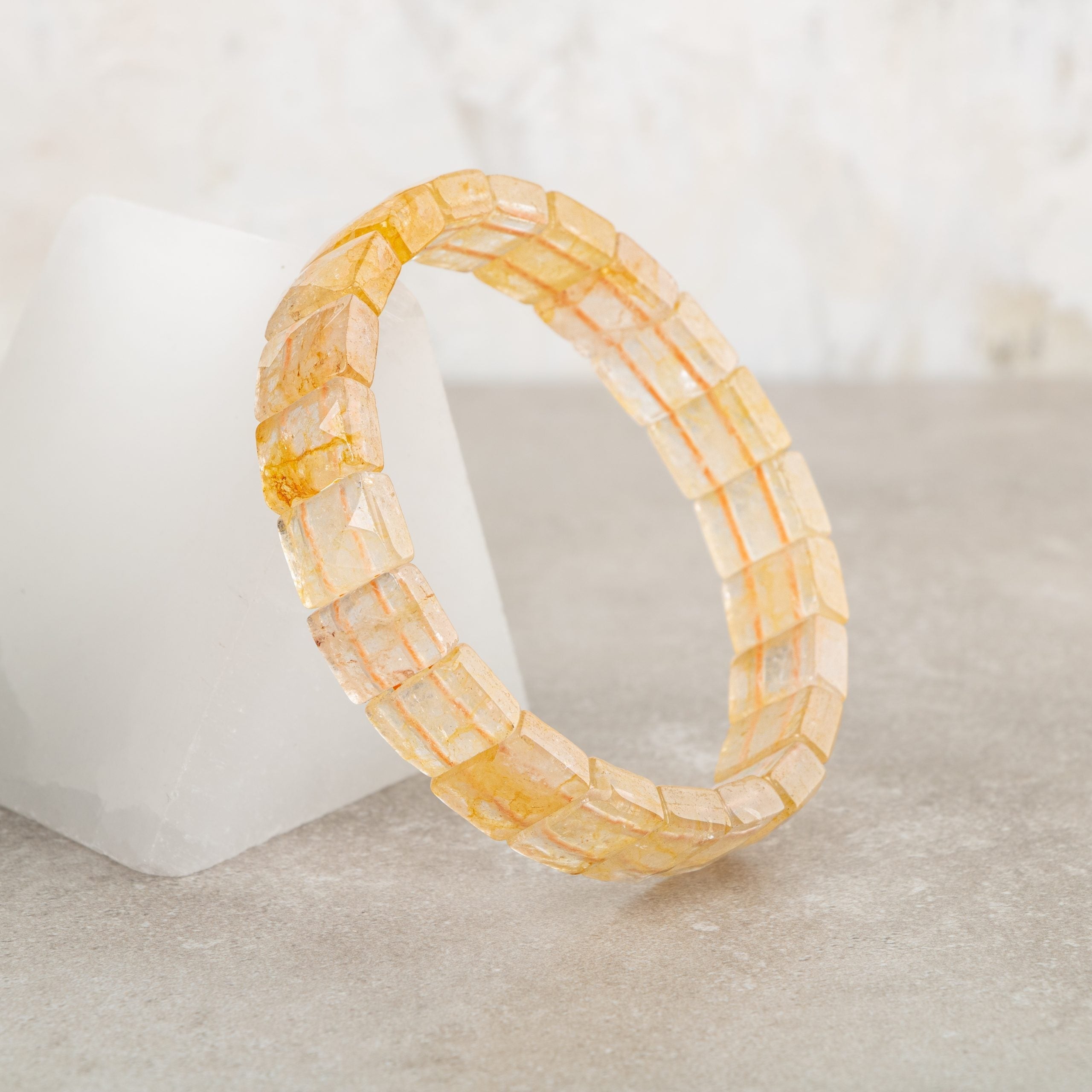 Certified Citrine Wide Cut Square Cut Natural Gemstone Bracelet