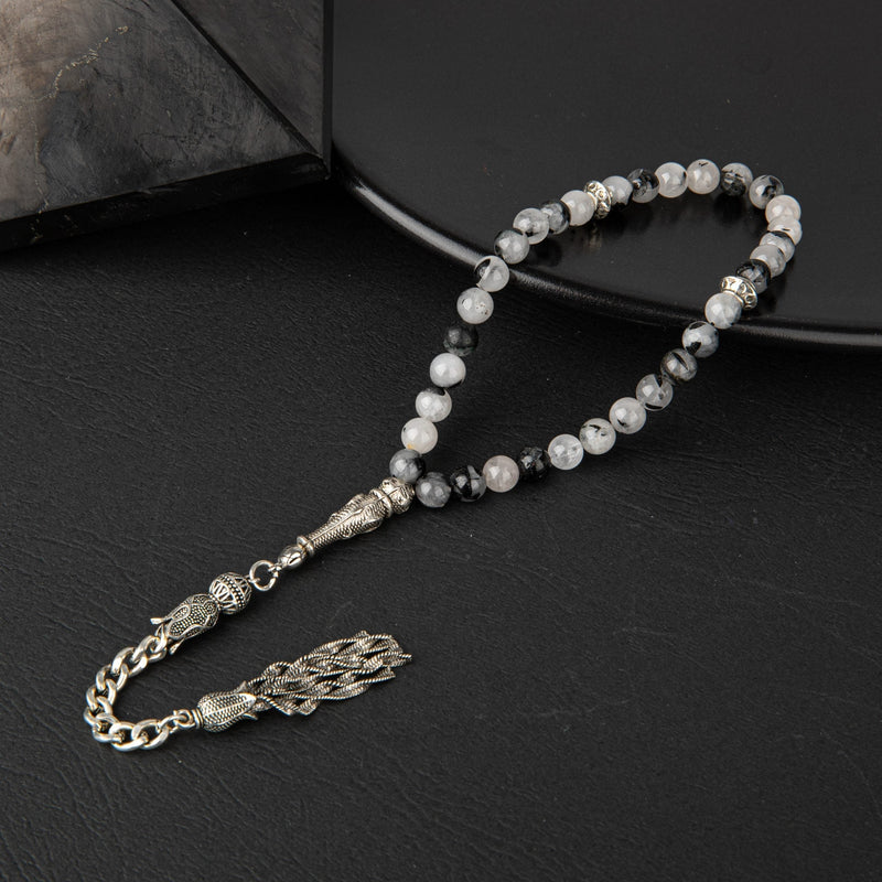 Laboratory Certified Rutilated Quartz Natural Gemstone Prayer Beads 33-Bead – 6mm