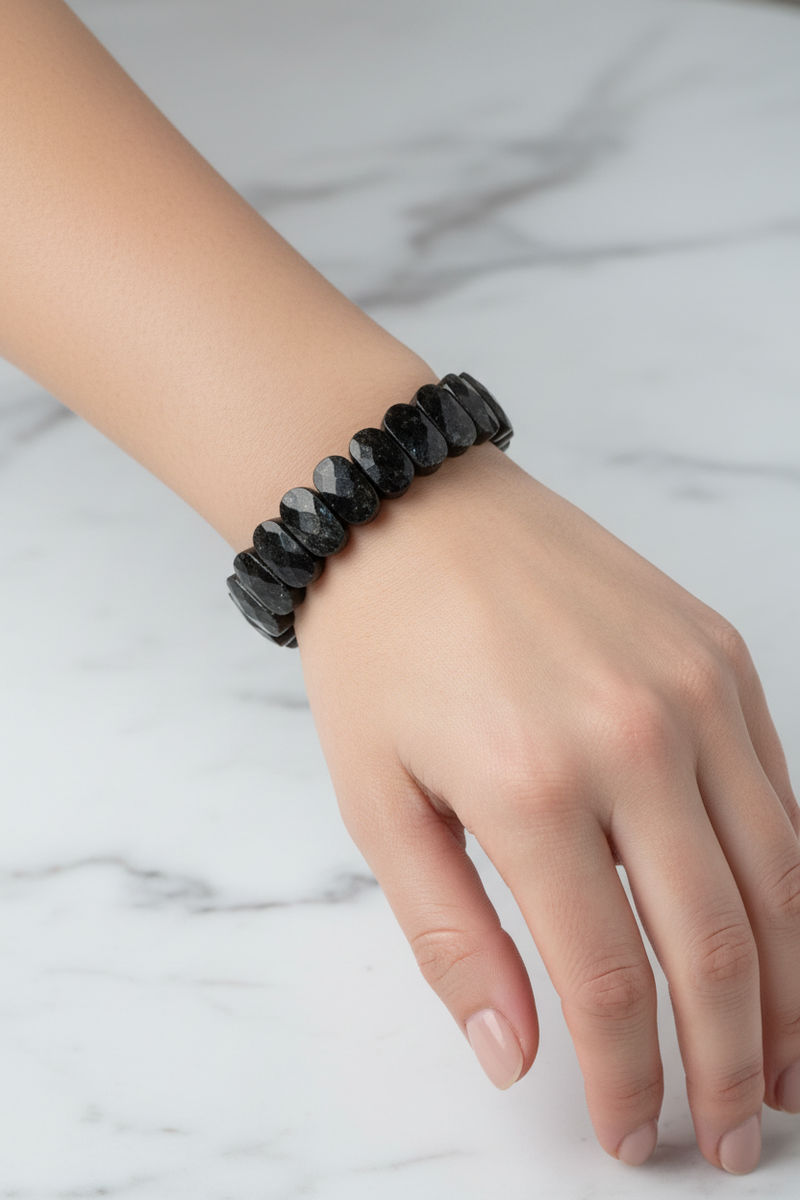 Laboratory Certified Biotite Wide Cut Natural Gemstone Bracelet