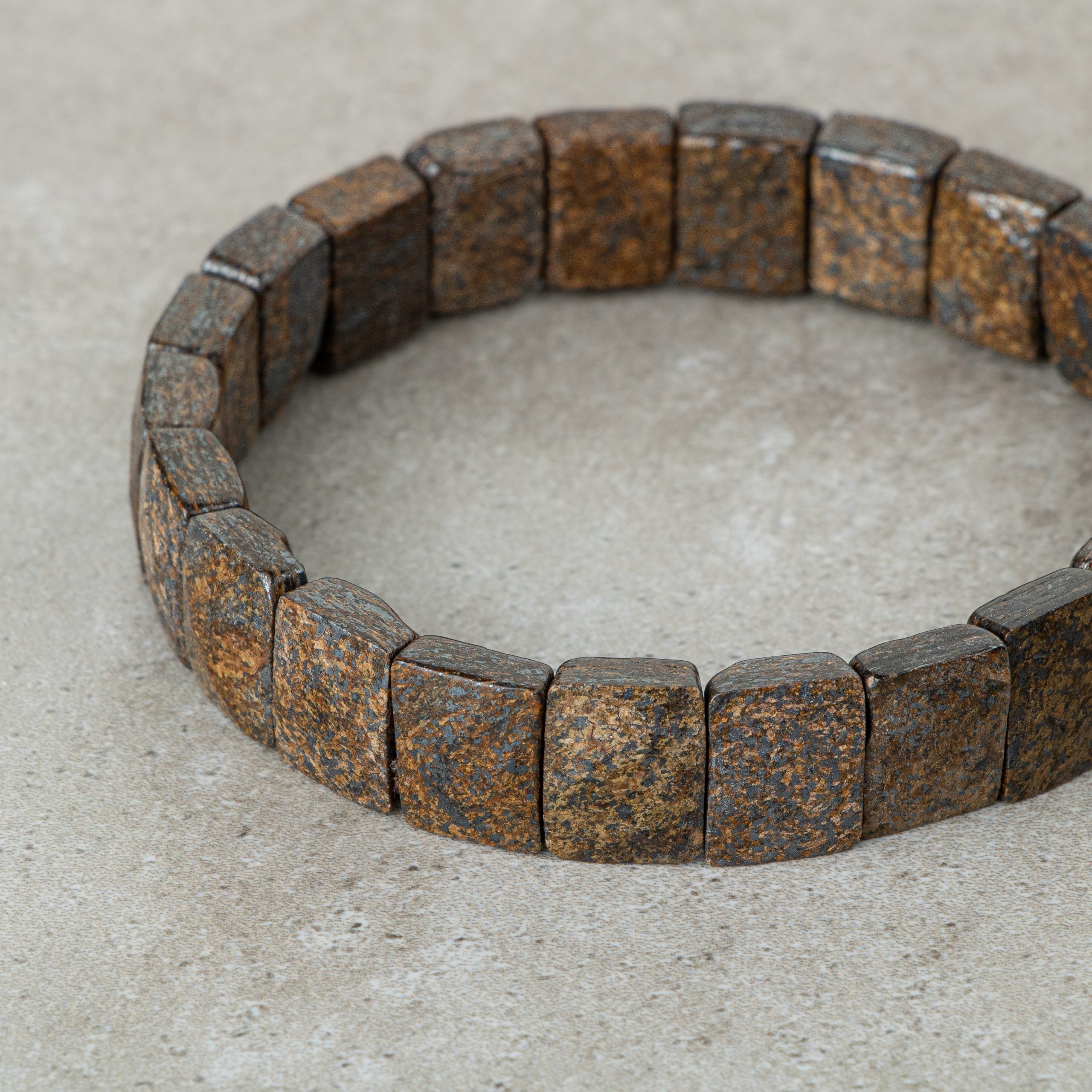 Certified Bronzite Wide Cut Square Cut Natural Gemstone Bracelet