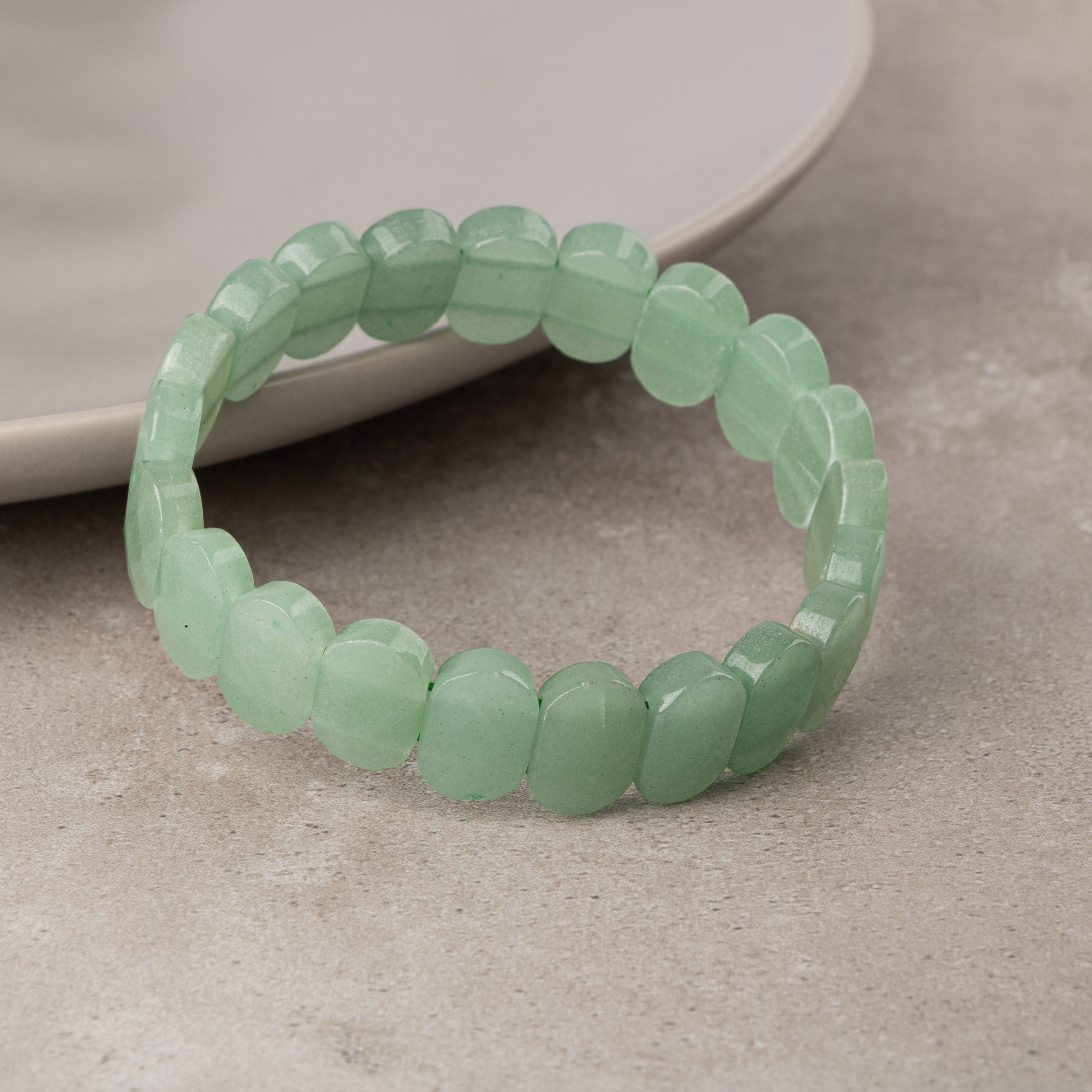 Certified Green Aventurine Wide Cut Natural Gemstone Bracelet
