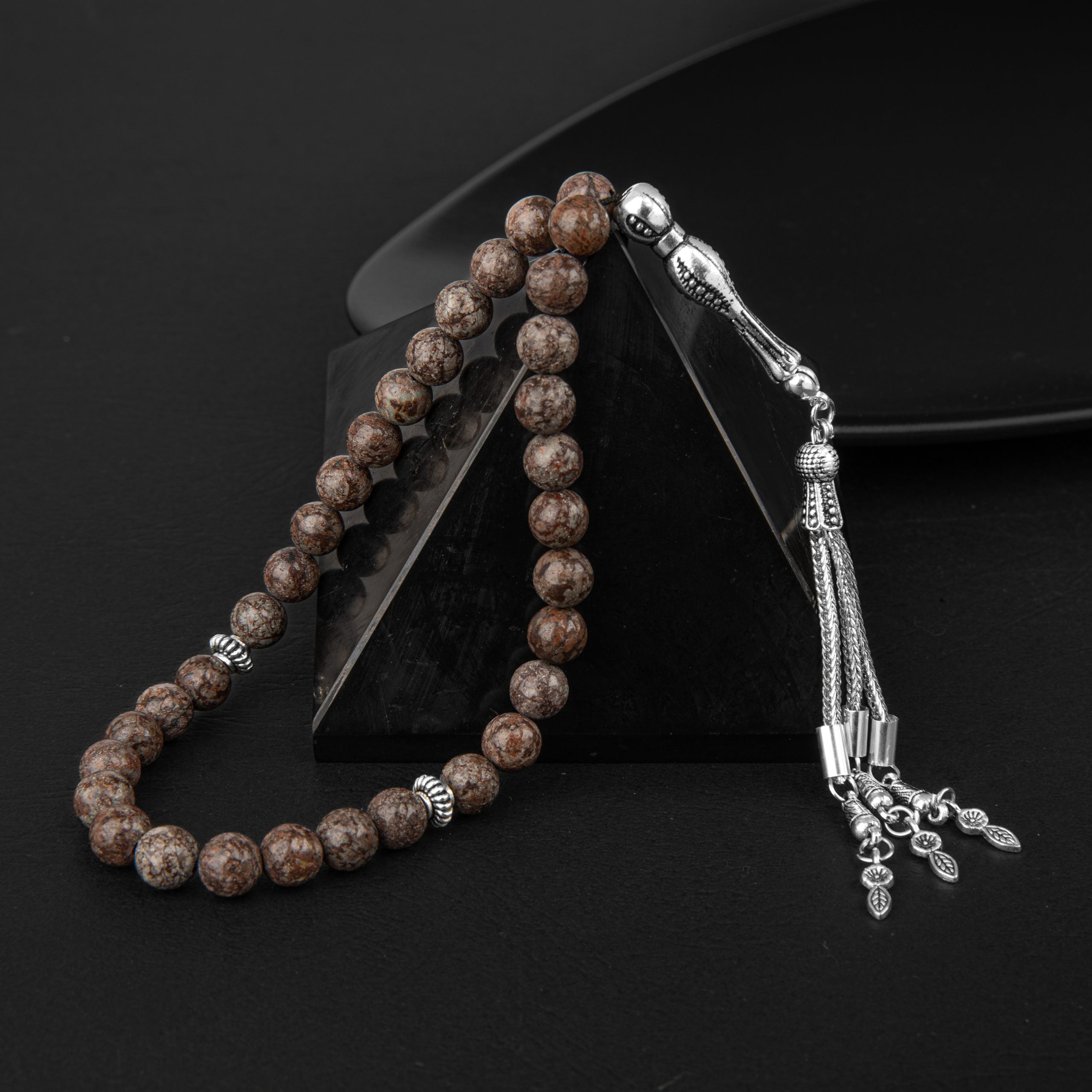 Rhyolite Natural Gemstone Prayer Beads 33-Bead – 8mm Handcrafted