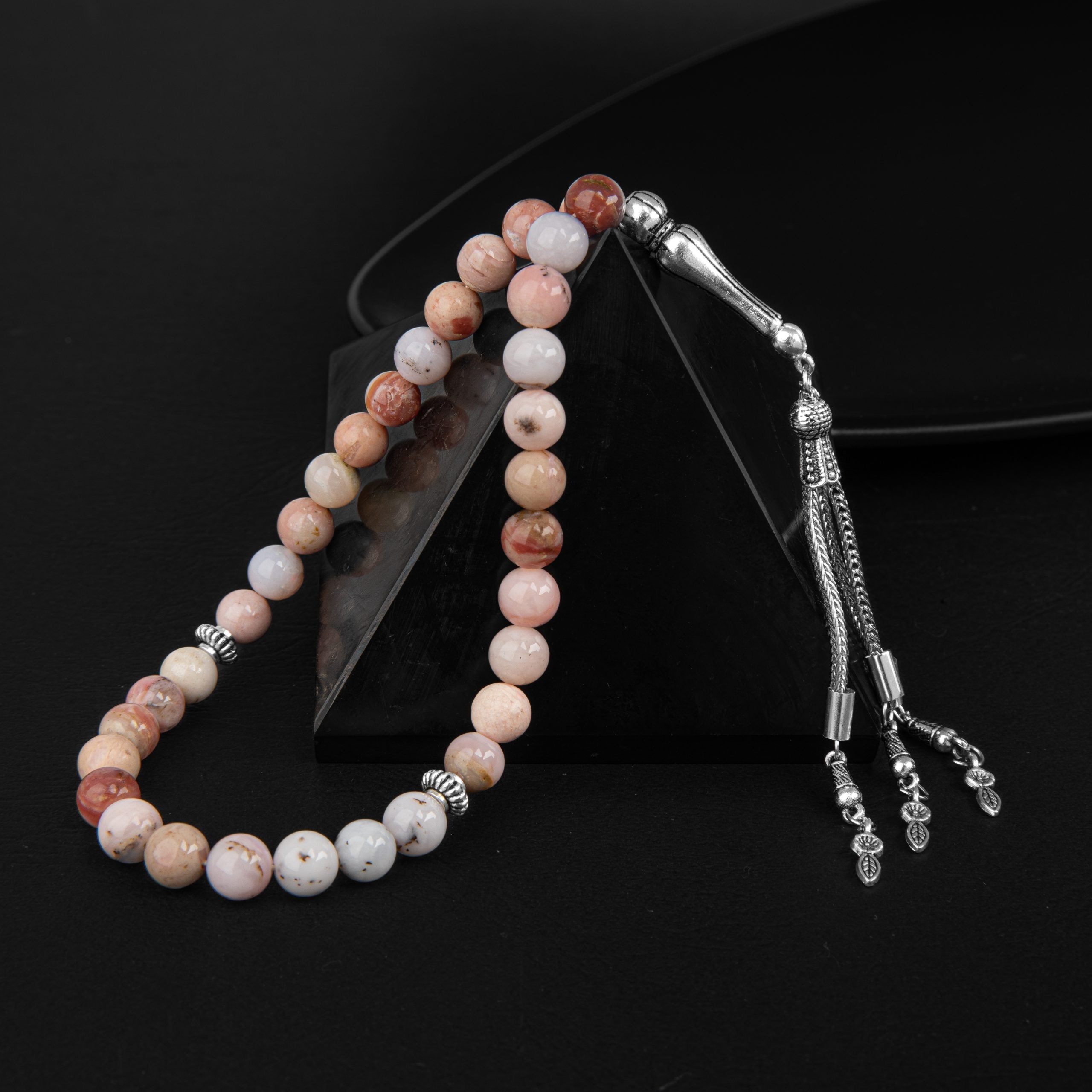Pink Opal Natural Gemstone Prayer Beads 33-Bead – 8mm Handcrafted