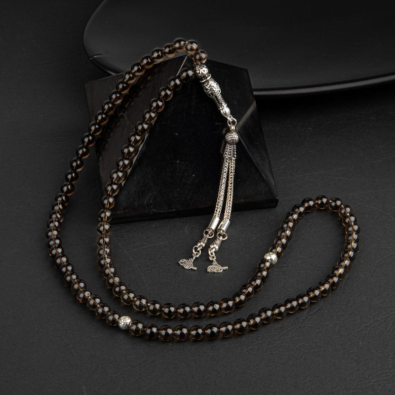 Laboratory Certified Smoky Quartz Natural Gemstone Prayer Beads 99-Bead – 6mm