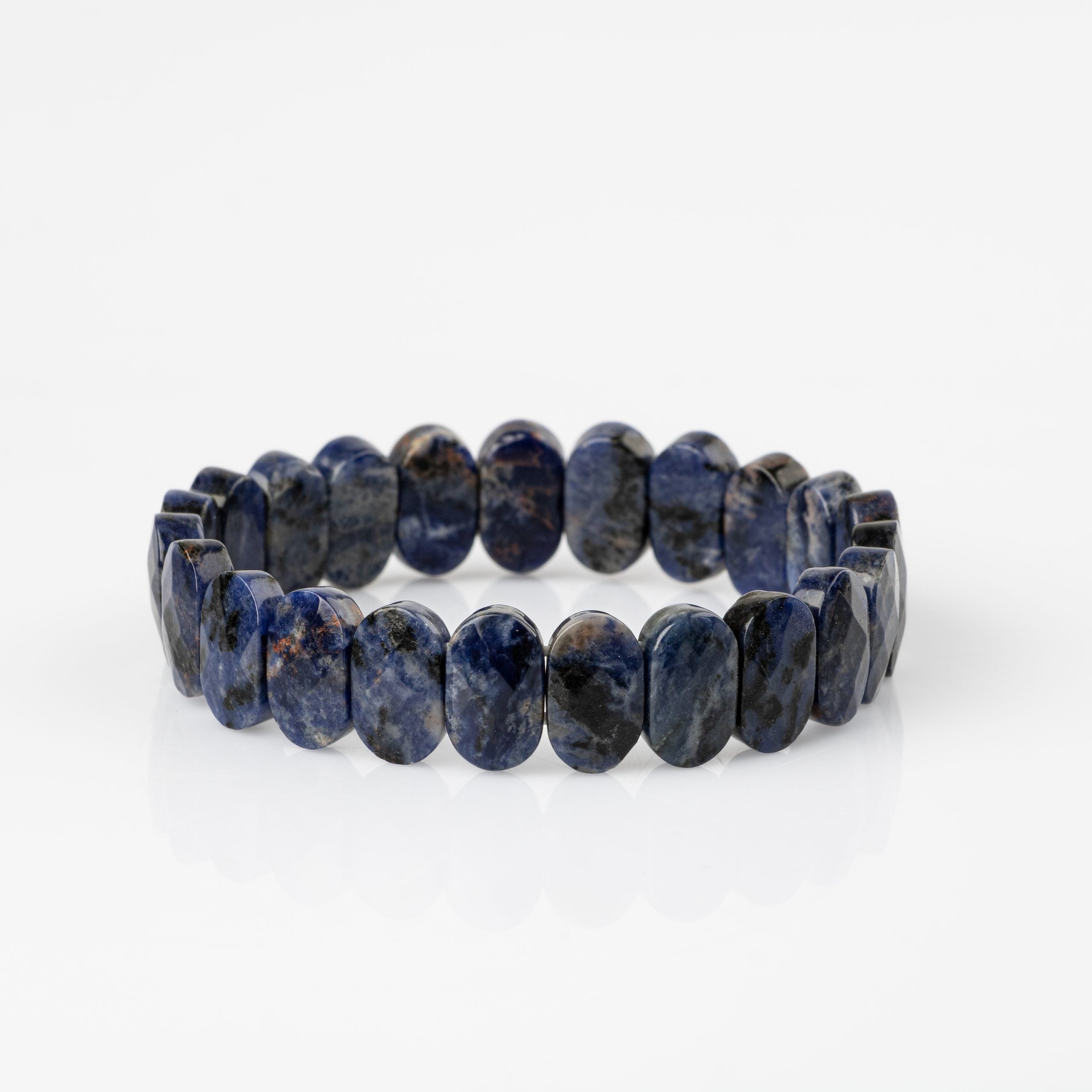 Certified Dumortierite Wide Cut Natural Gemstone Bracelet