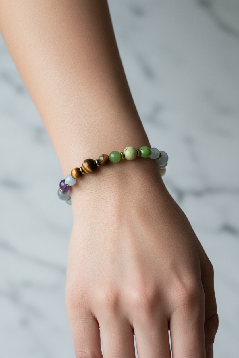 Laboratory Certified Aquarius Zodiac Natural Stone Bracelet