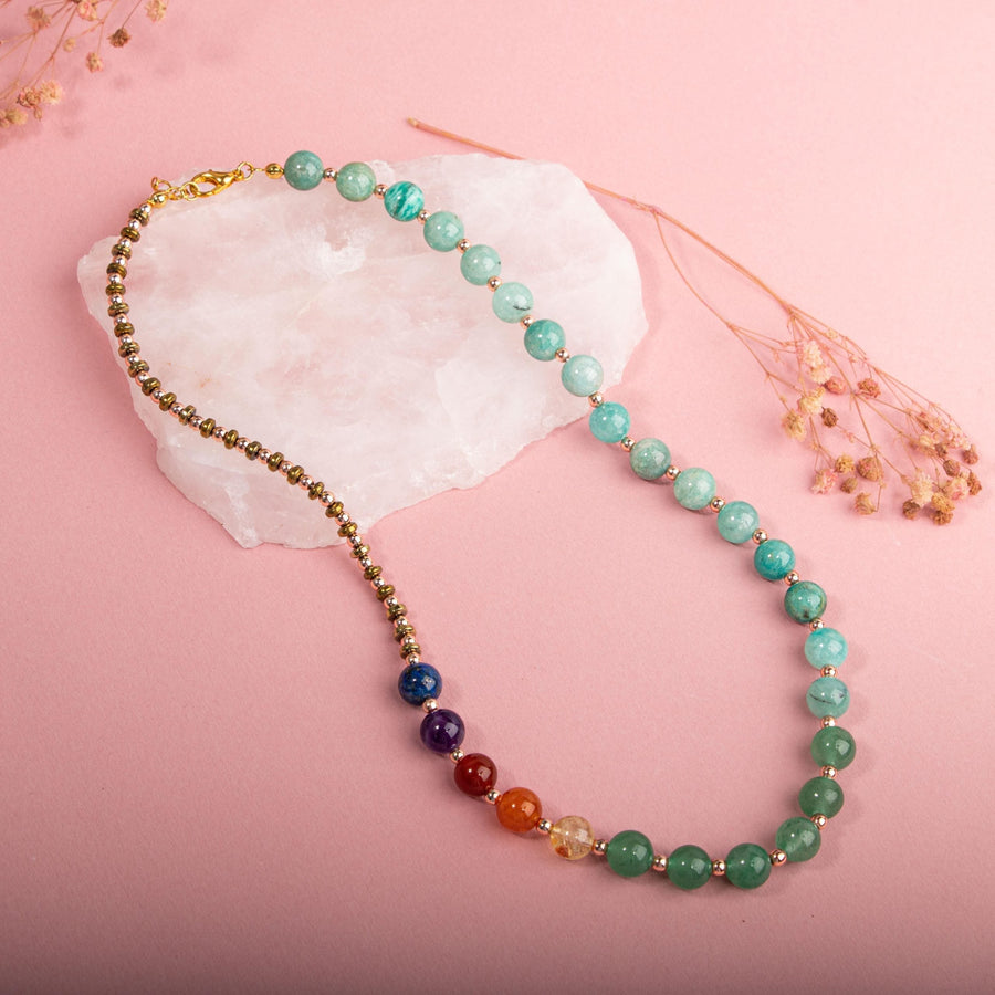 Laboratory Certified Amazonite, Aventurine, Citrine, Carnelian Agate, Red Agate, Amethyst & Lapis Lazuli Natural Stone Necklace – Special Design