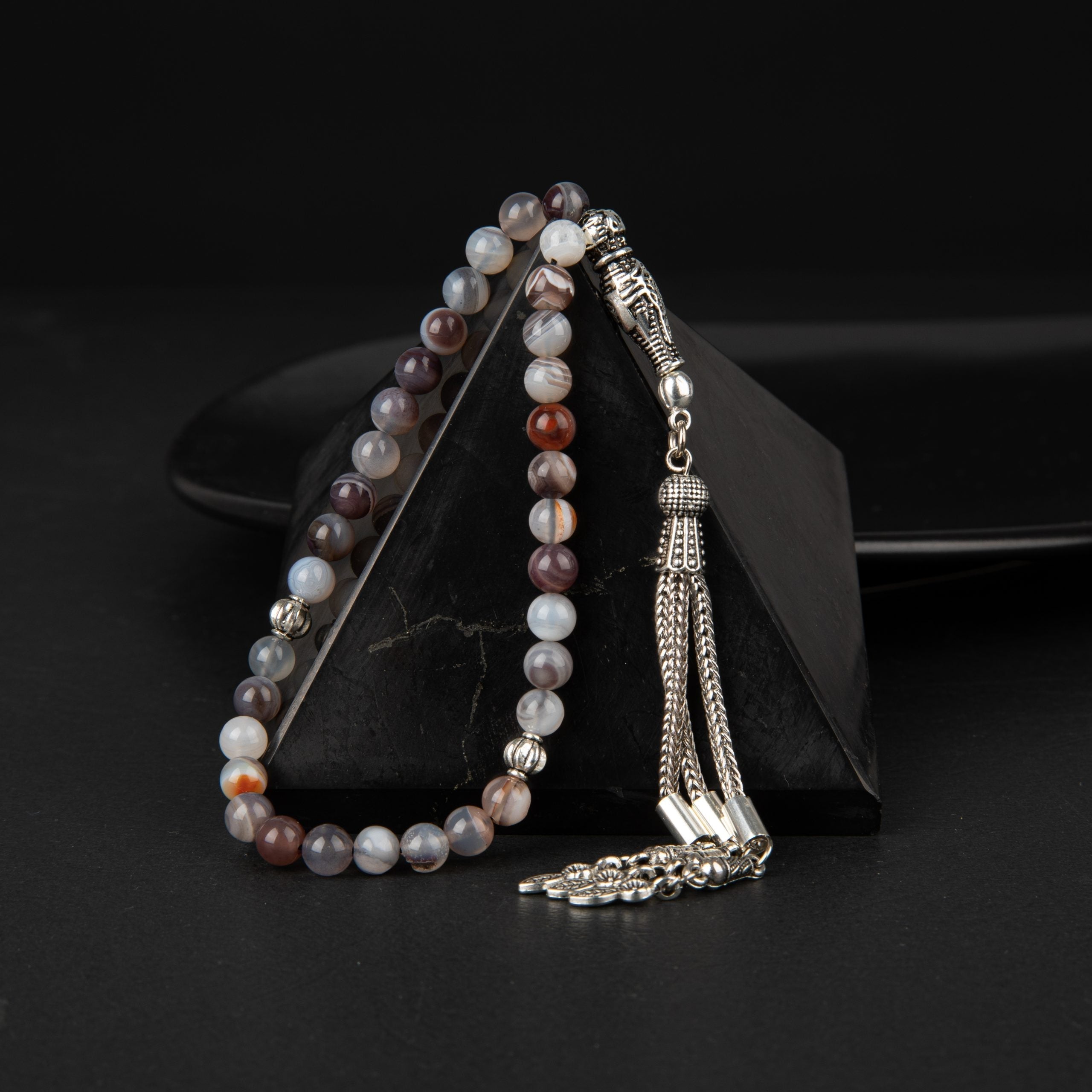 Botswana Agate Natural Gemstone Prayer Beads 33-Bead – 6 mm Handcrafted