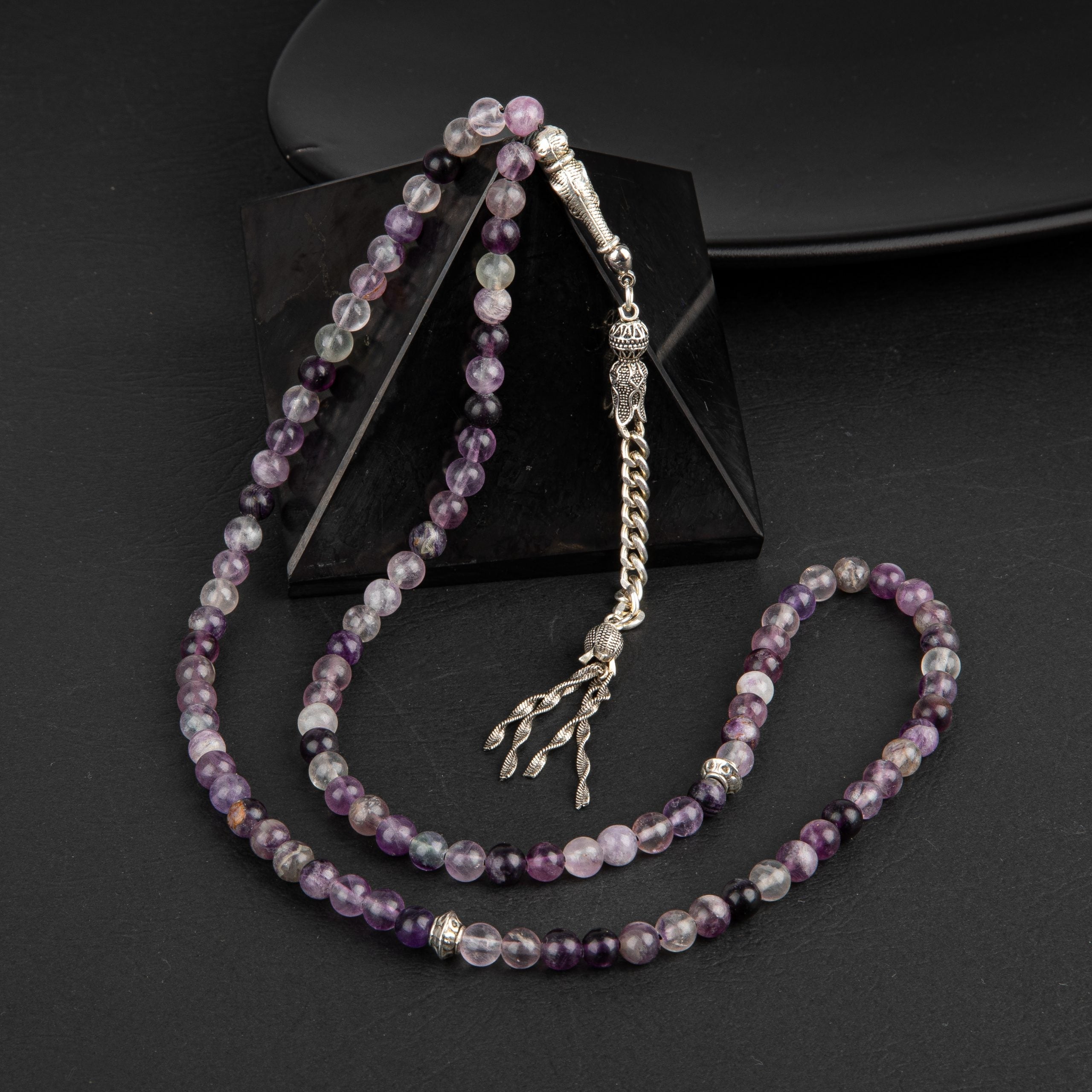 Mor Fluorite Natural Gemstone Prayer Beads 99-Bead – 6mm Handcrafted