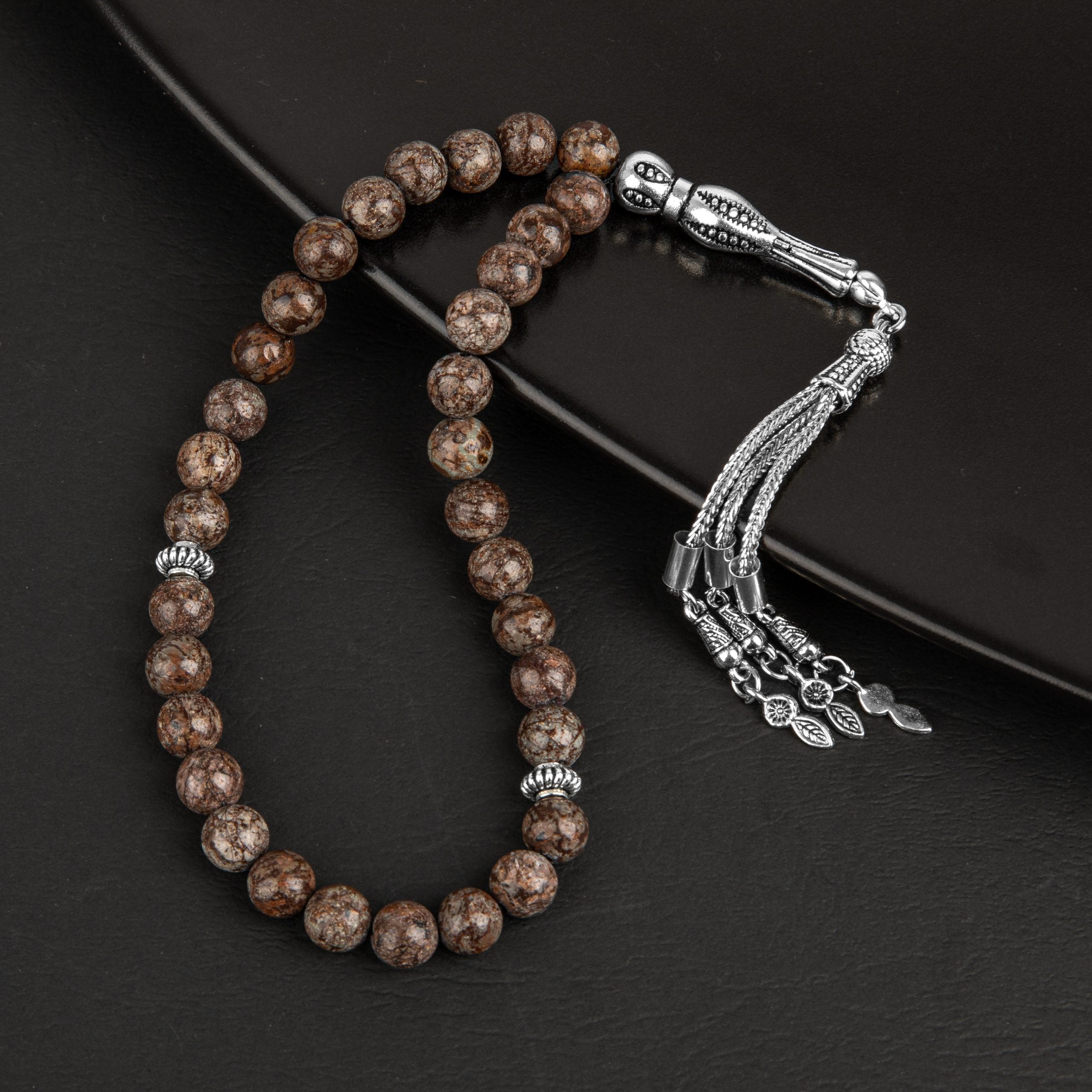 Rhyolite Natural Gemstone Prayer Beads 33-Bead – 8mm Handcrafted