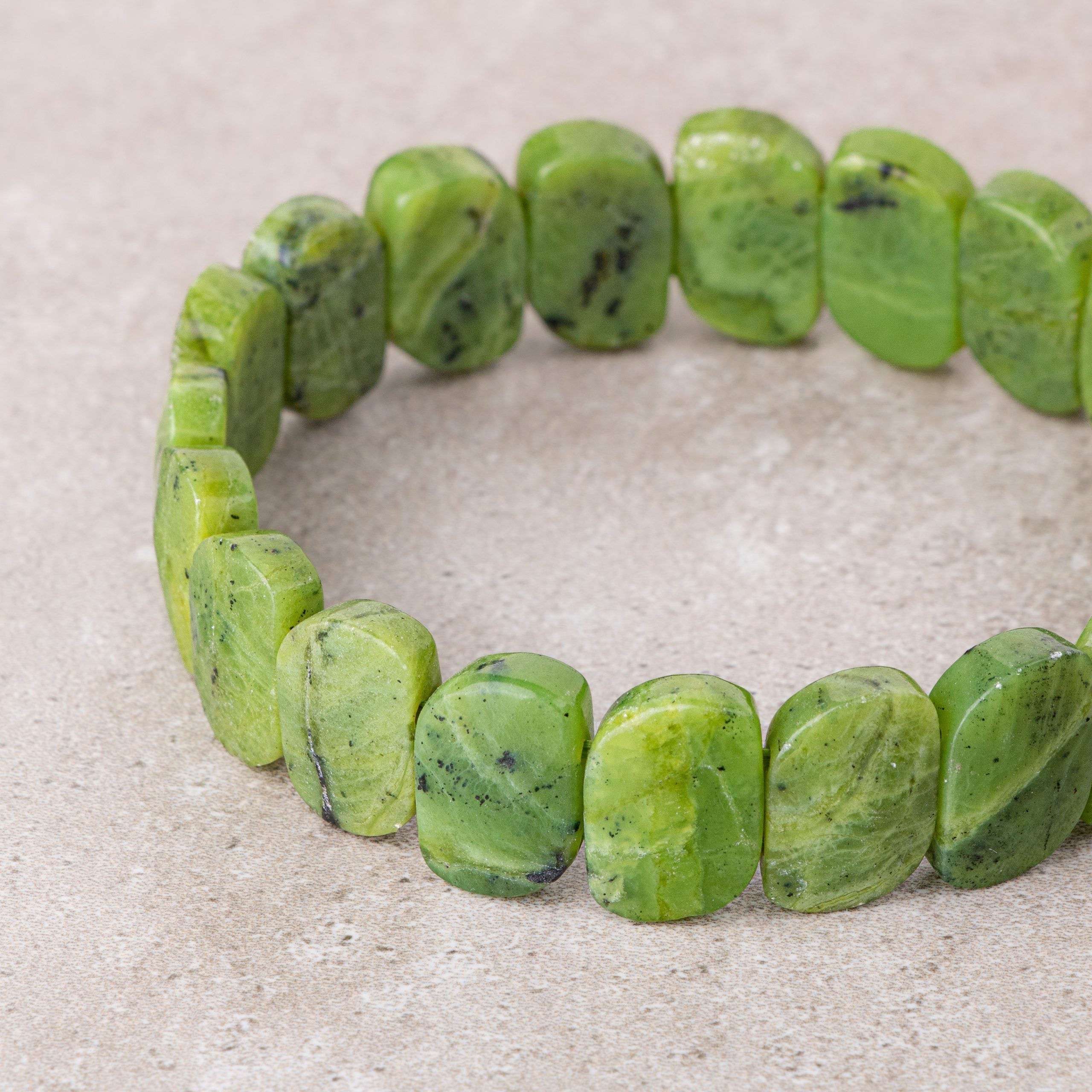 Certified Jade Wide Cut Special Cut Natural Gemstone Bracelet