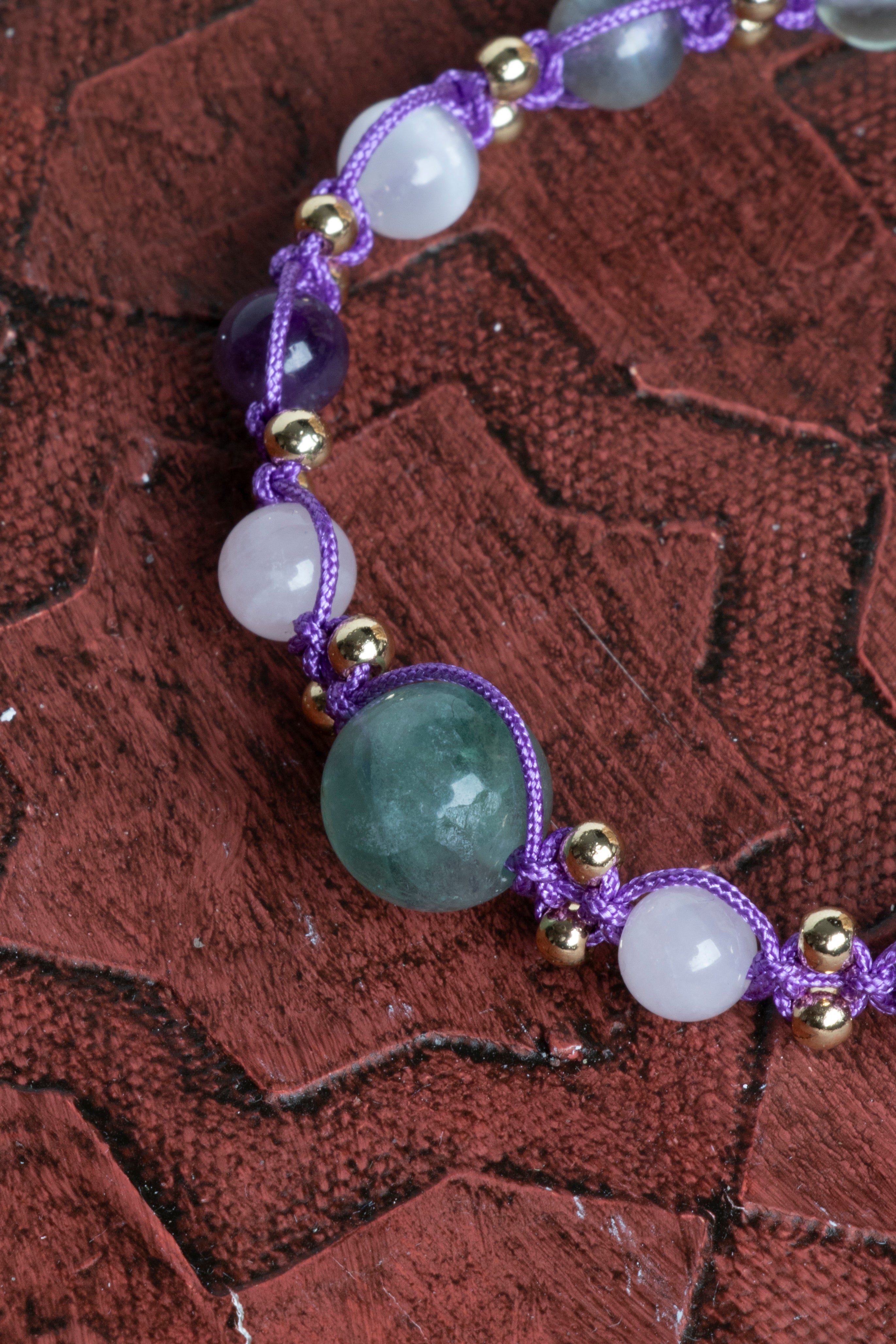 Laboratory Certified Selenite, Labradorite & Amethyst Natural Stone Bracelet