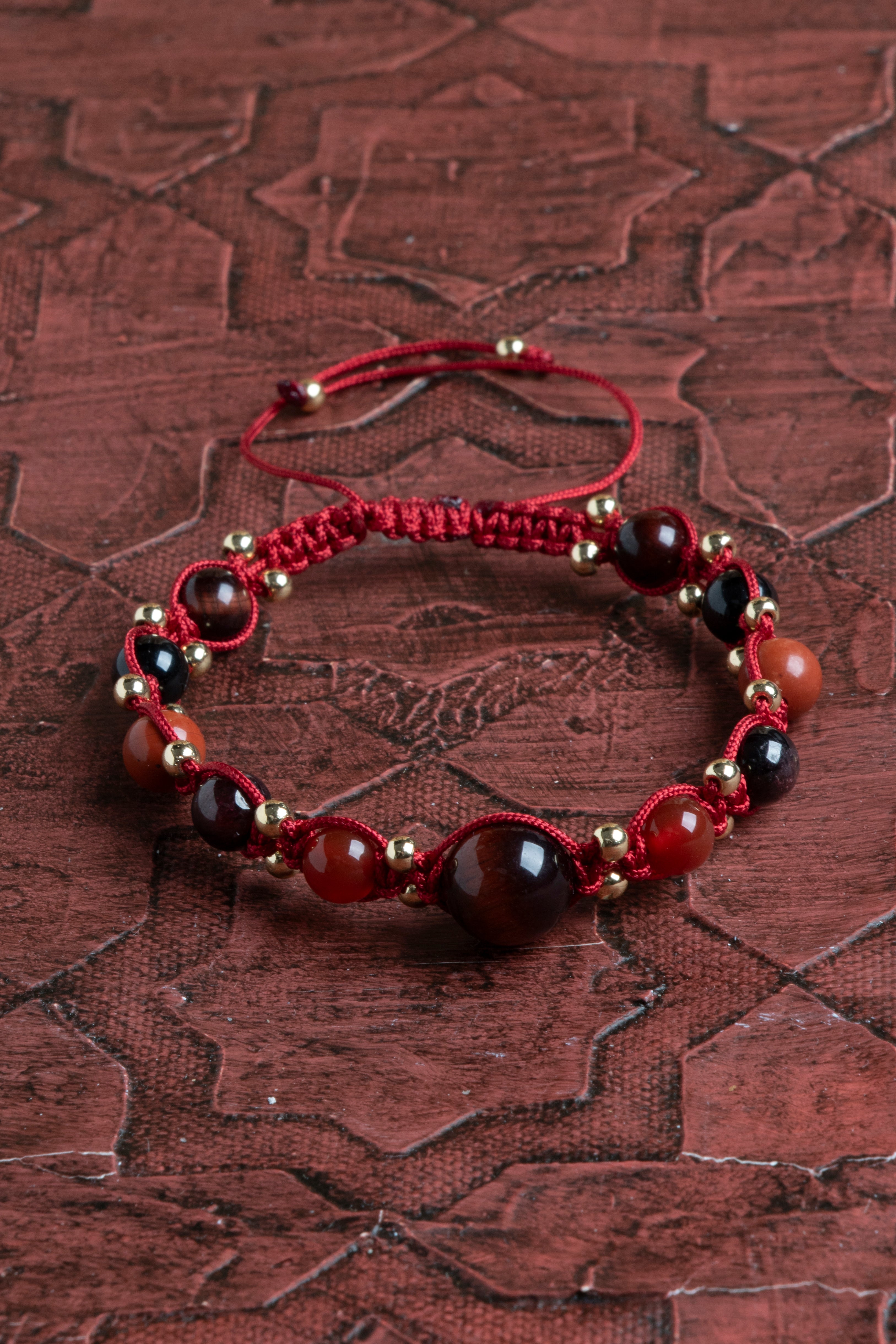 Laboratory Certified Agate & Garnet (Lal) Natural Stone Bracelet