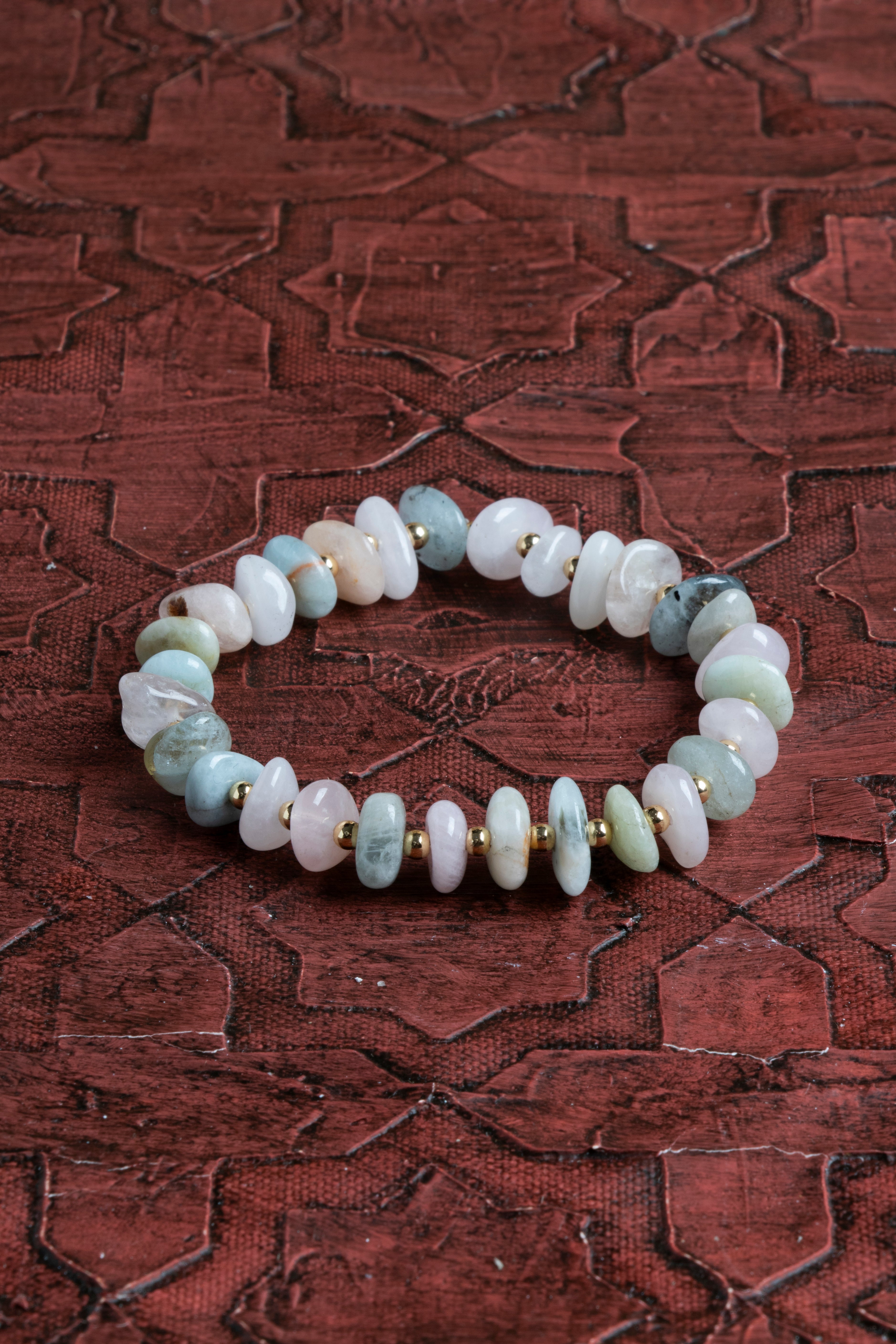 Laboratory Certified Aquamarine & Hematite Natural Stone Bracelet