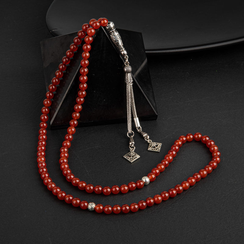 Laboratory Certified Red Agate Natural Gemstone Prayer Beads 99-Bead – 6mm