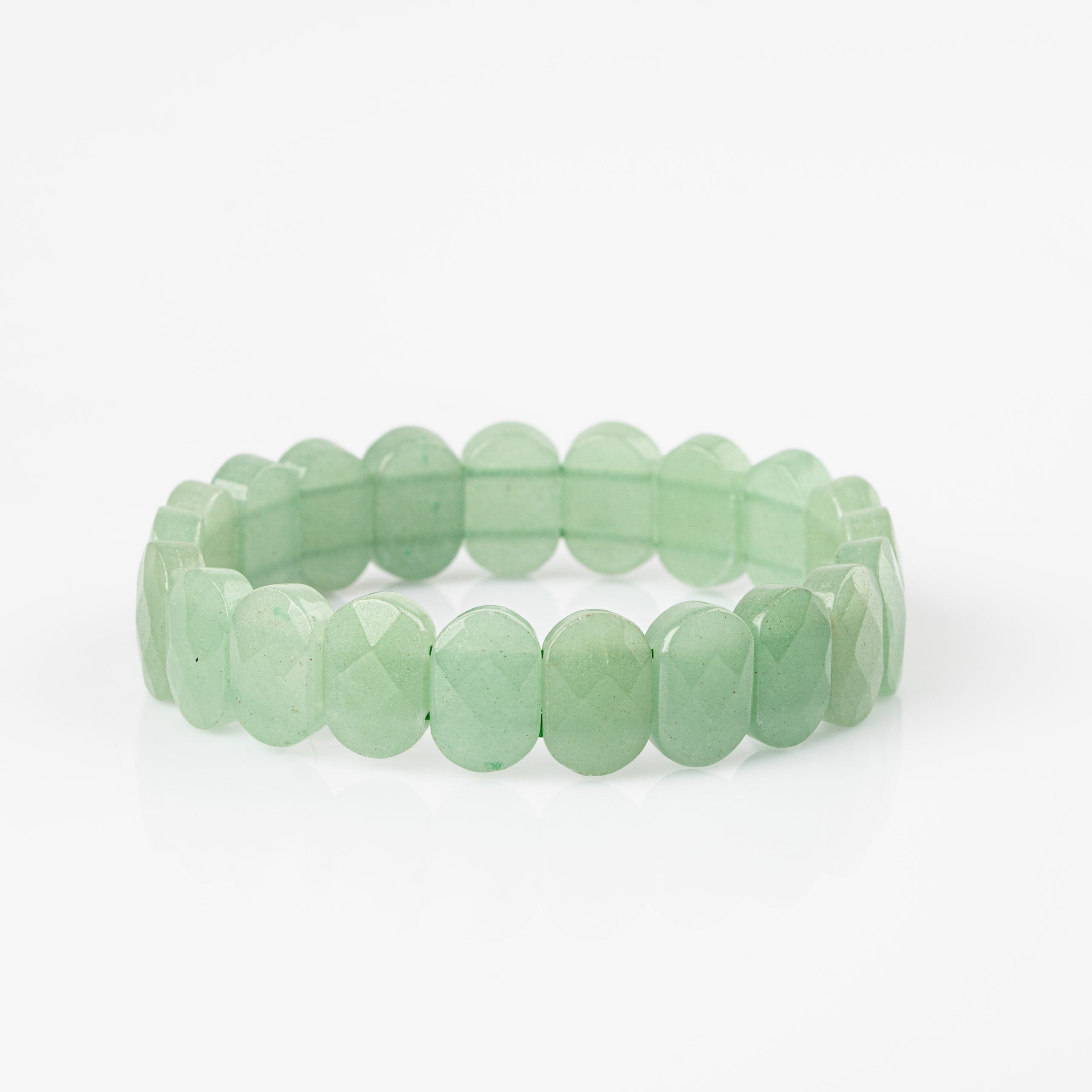 Certified Green Aventurine Wide Cut Natural Gemstone Bracelet