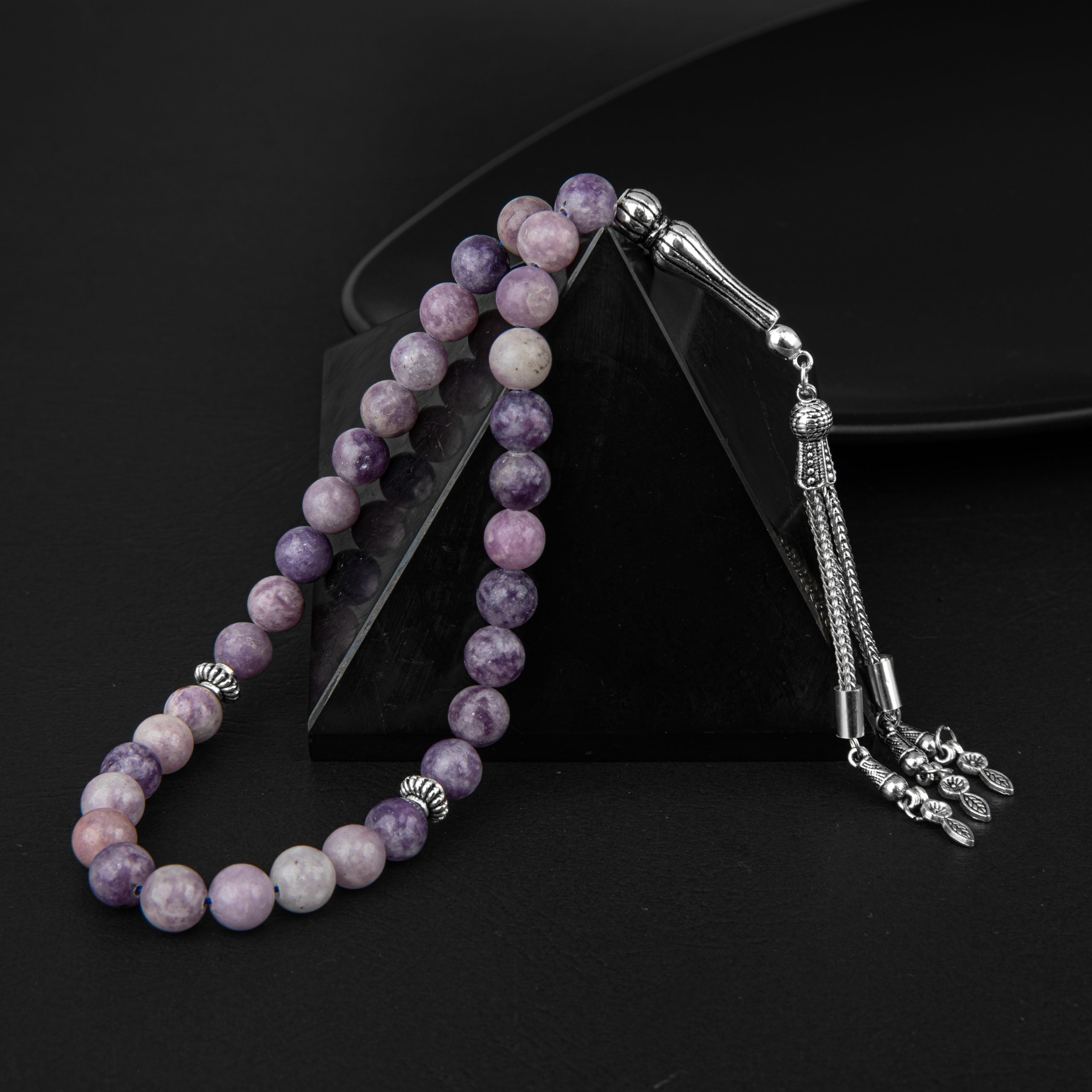 Lepidolit Natural Gemstone Prayer Beads 33-Bead – 8mm Handcrafted