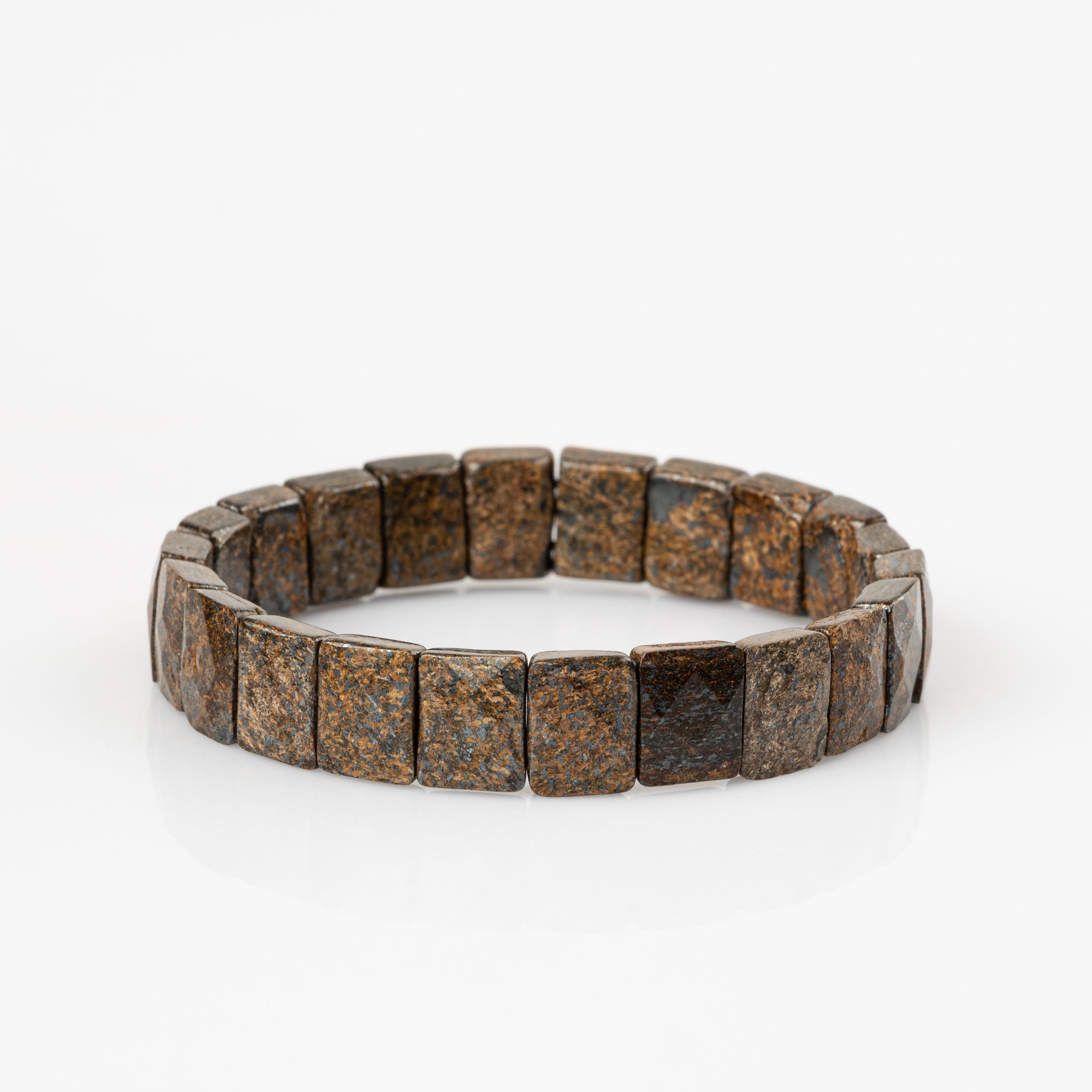 Certified Bronzite Wide Cut Square Cut Natural Gemstone Bracelet