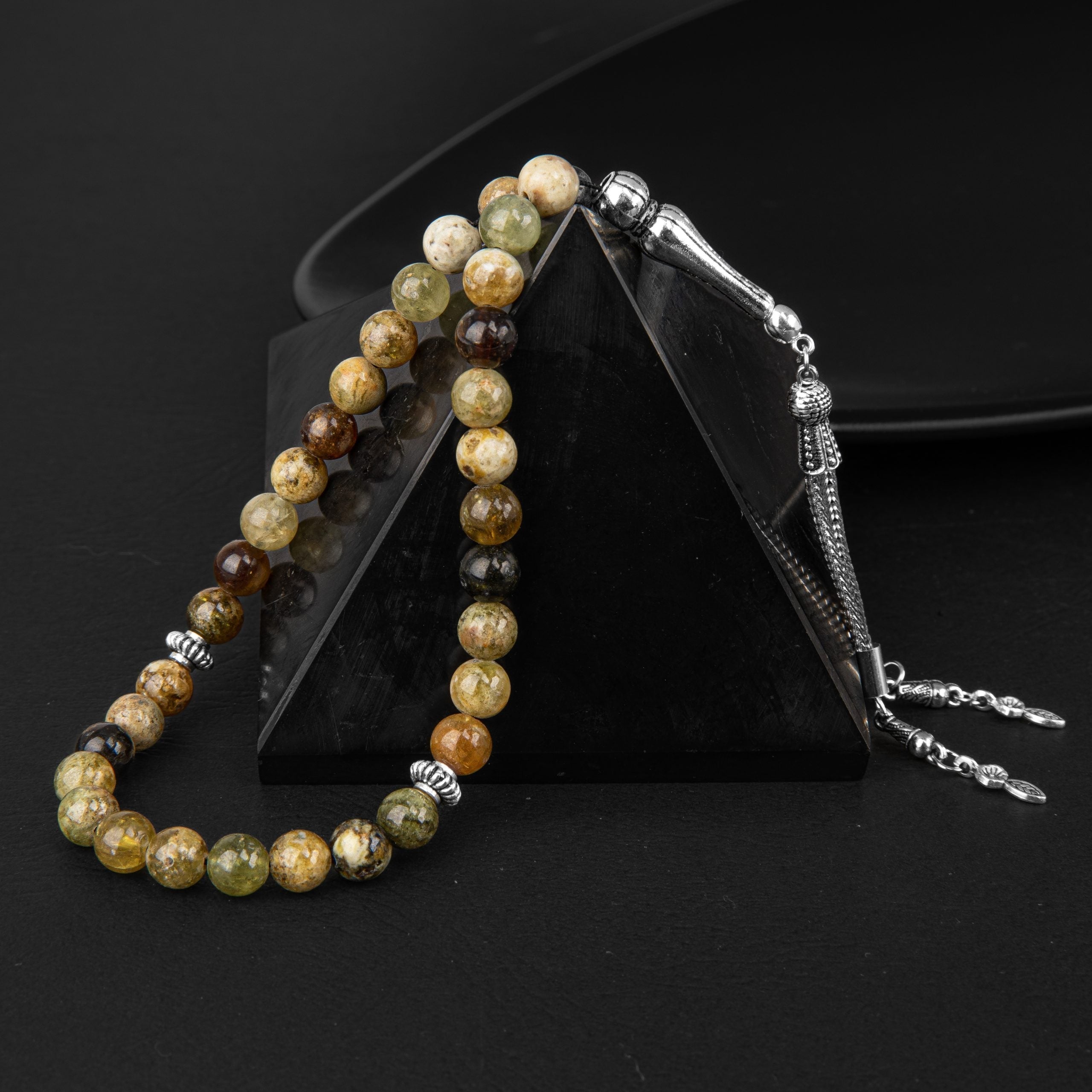 Tsavorite Garnet Natural Gemstone Prayer Beads 33-Bead – 8mm Handcrafted