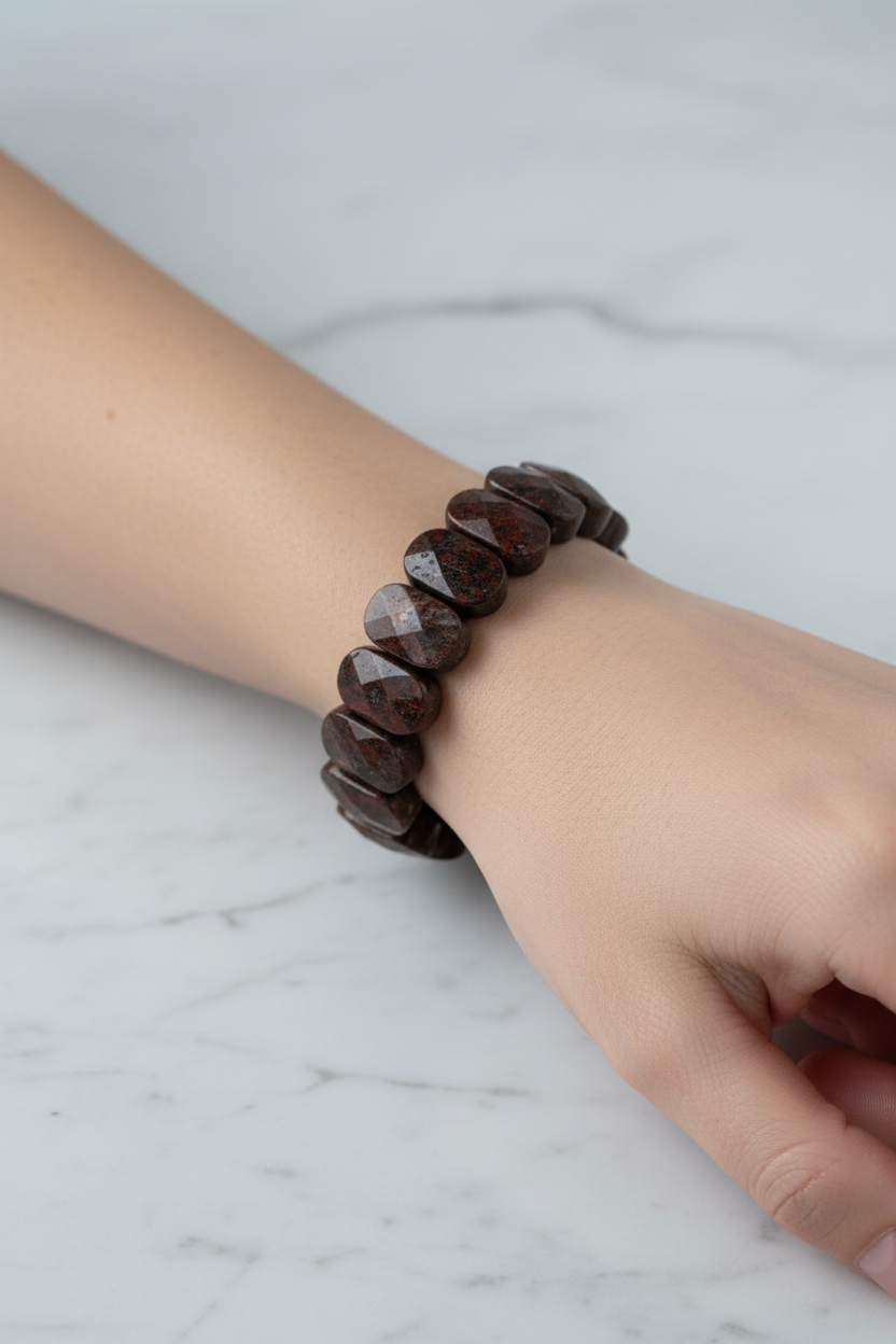 Dragon Jasper Wide Cut Natural Gemstone Bracelet
