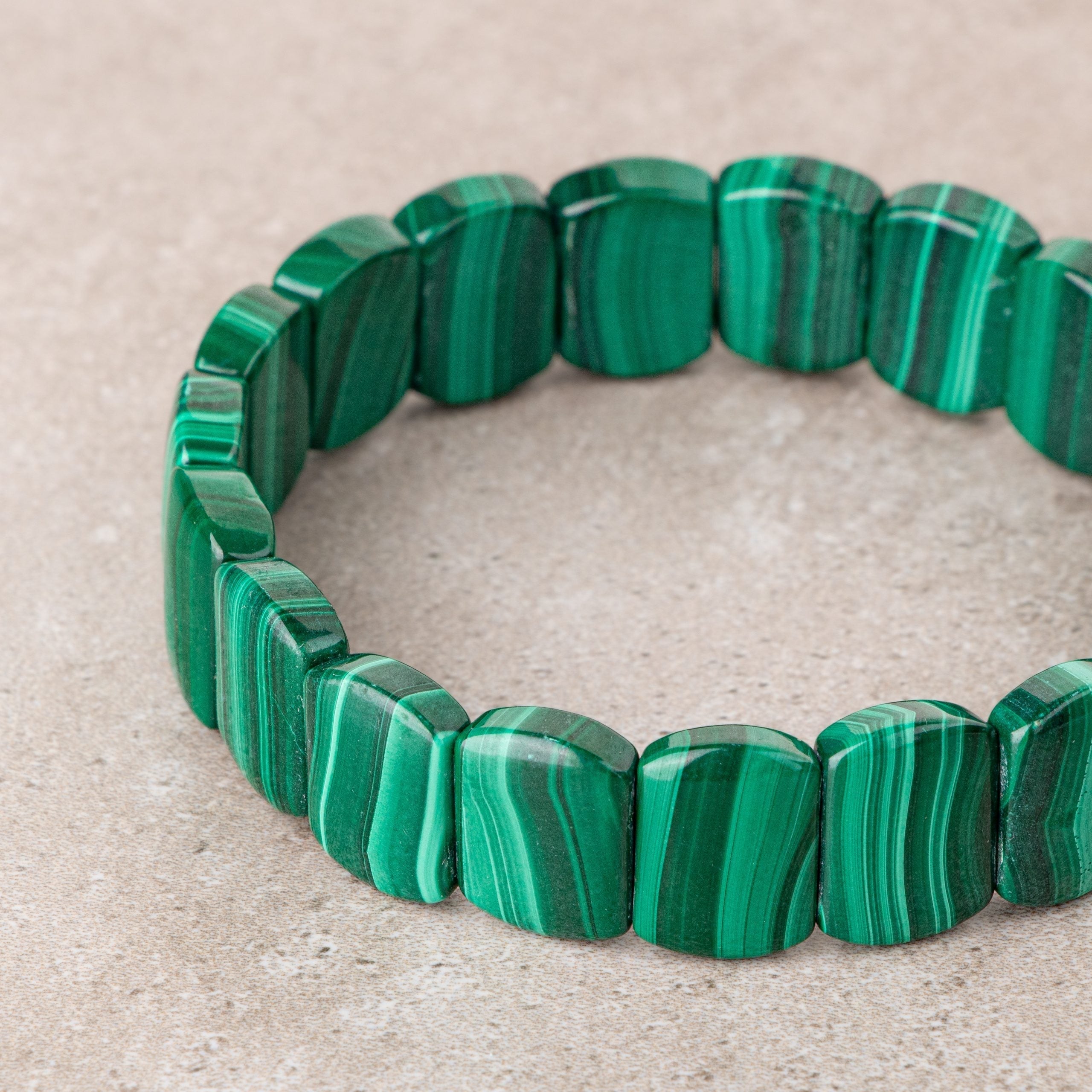Certified Malachite Wide Cut Natural Gemstone Bracelet