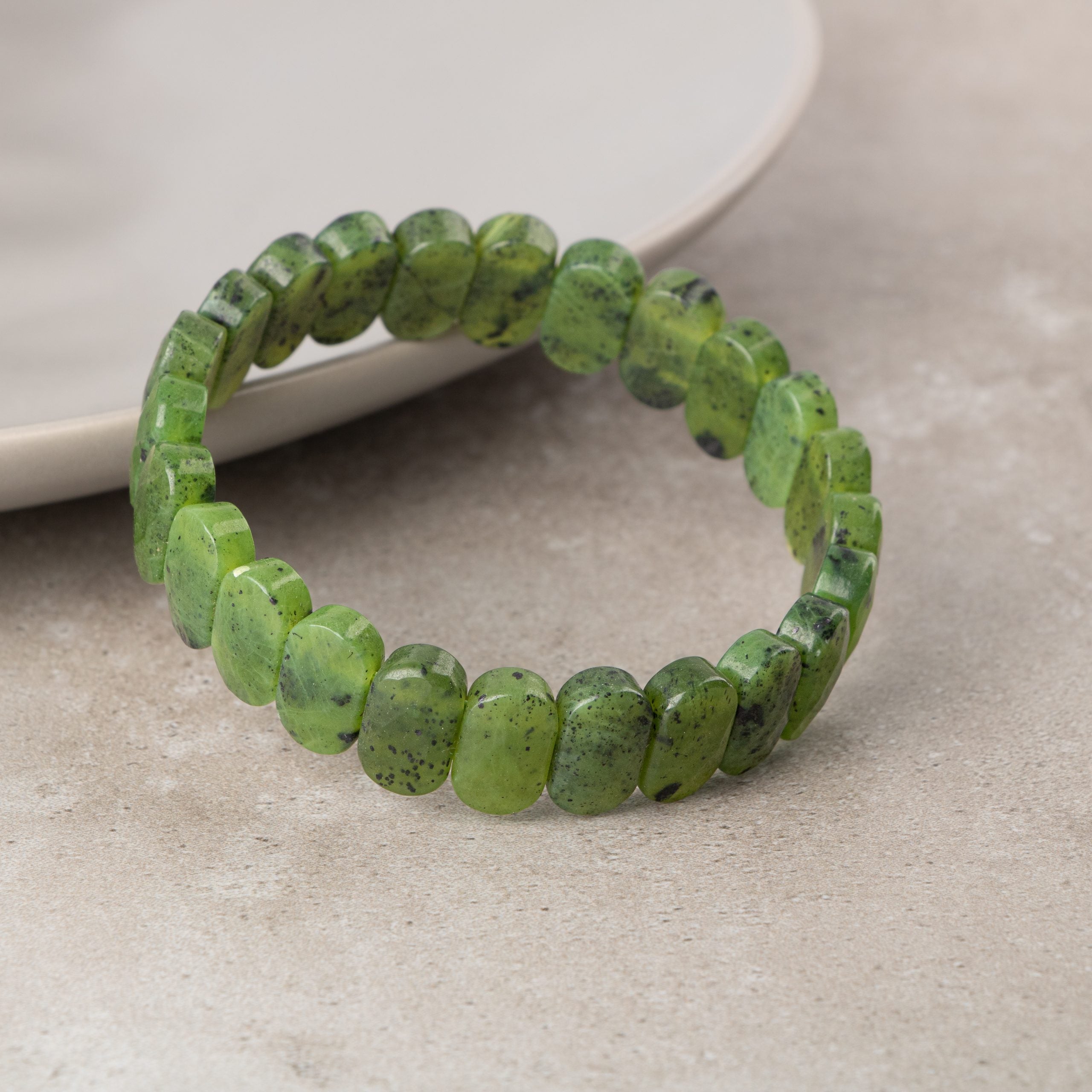 Certified Jade Wide Cut Natural Gemstone Bracelet