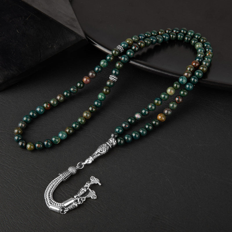 Laboratory Certified Bloodstone Natural Gemstone Prayer Beads 99-Bead – 6mm