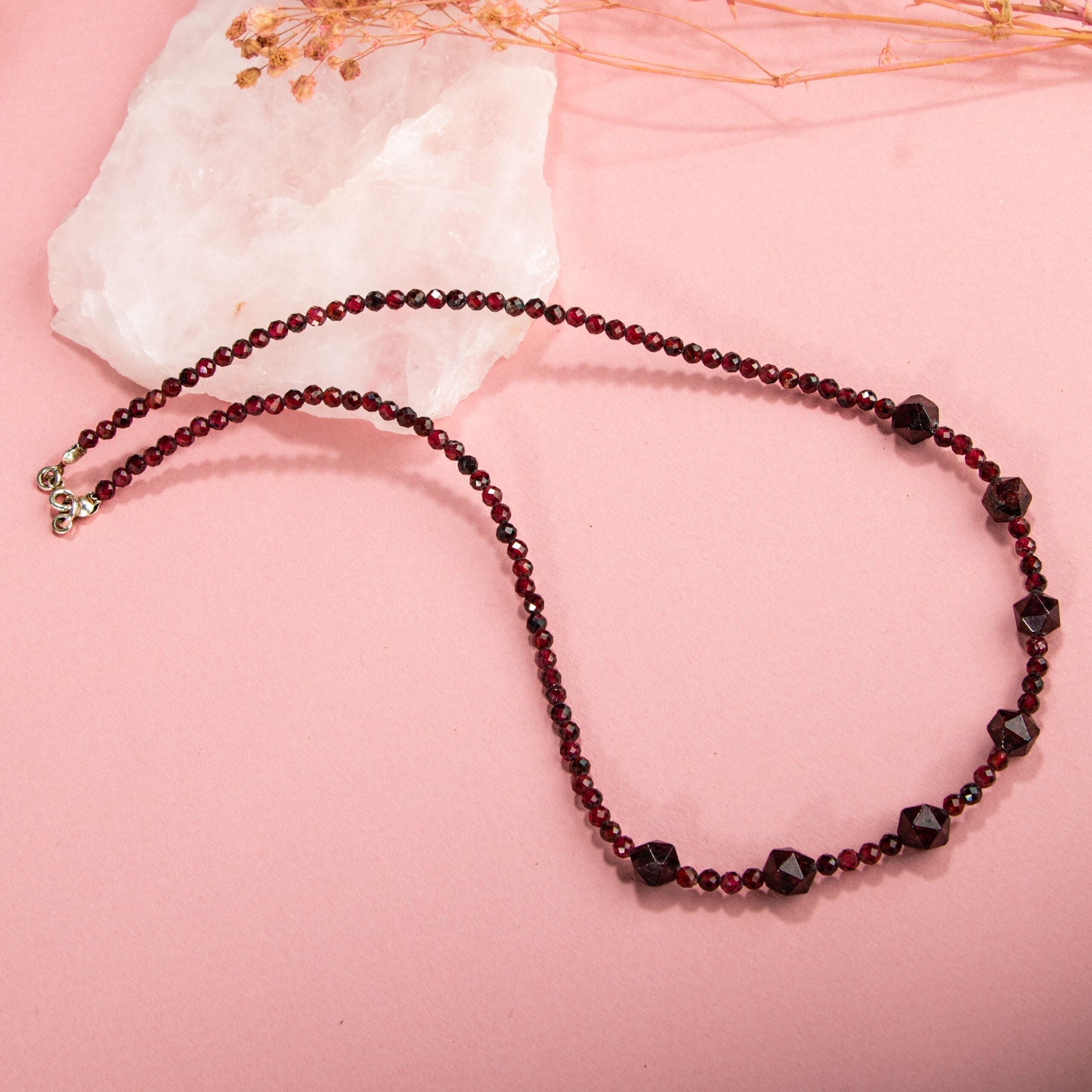 Lal Doğal Taş Gümüş Kolye