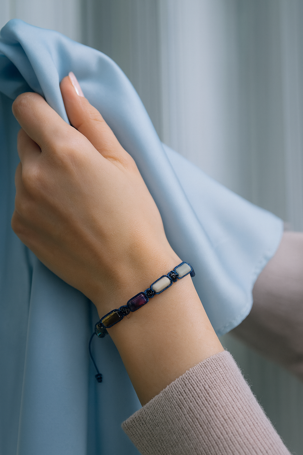 Laboratory Certified Pisces Zodiac Natural Stone Macramé Woven Bracelet