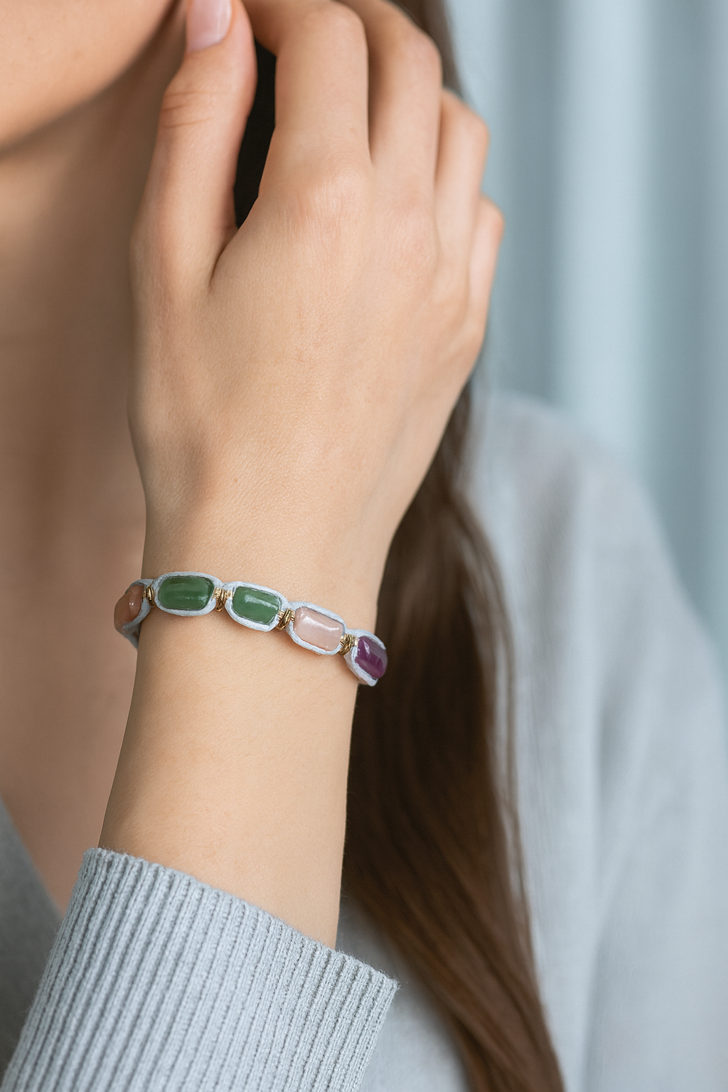 Laboratory Certified Aries Zodiac Natural Stone Macramé Woven Bracelet